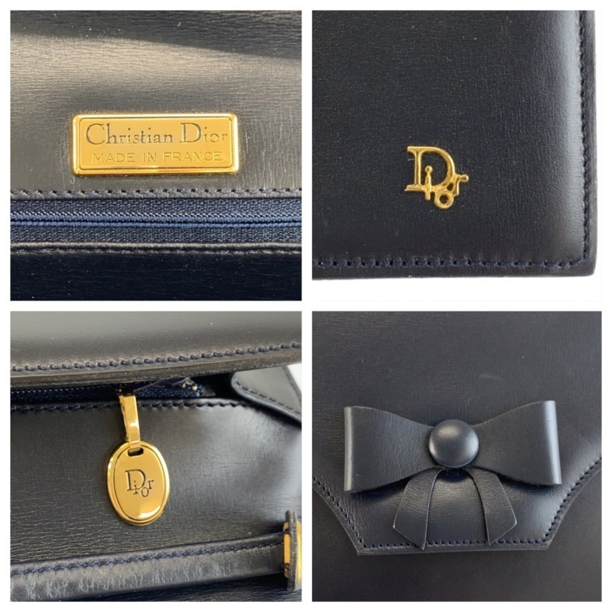 Christian Dior Navy Leather Pochette Shoulder Bag (Pre-Owned)