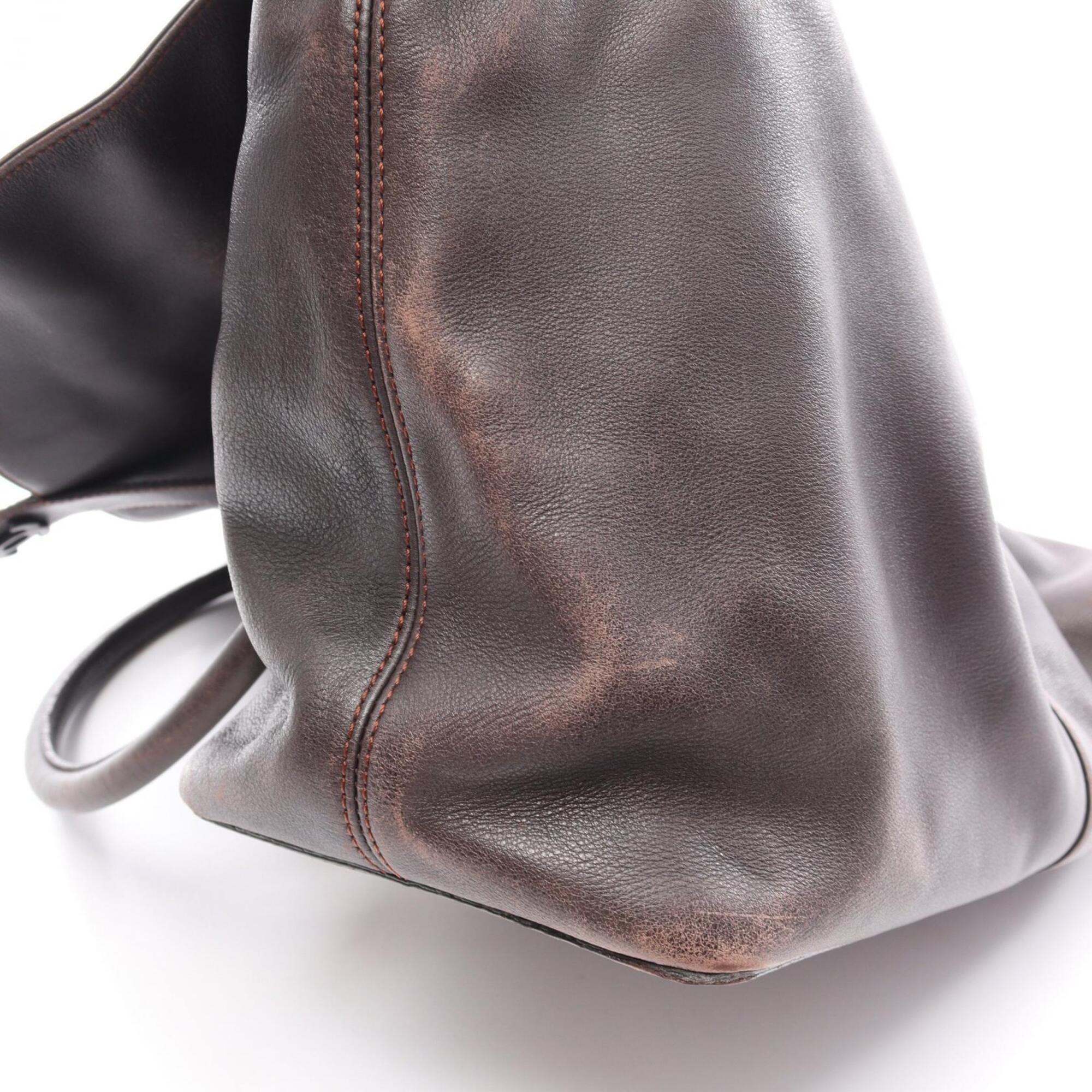 Chanel Brown Leather Handbag Tote Bag (Pre-Owned)