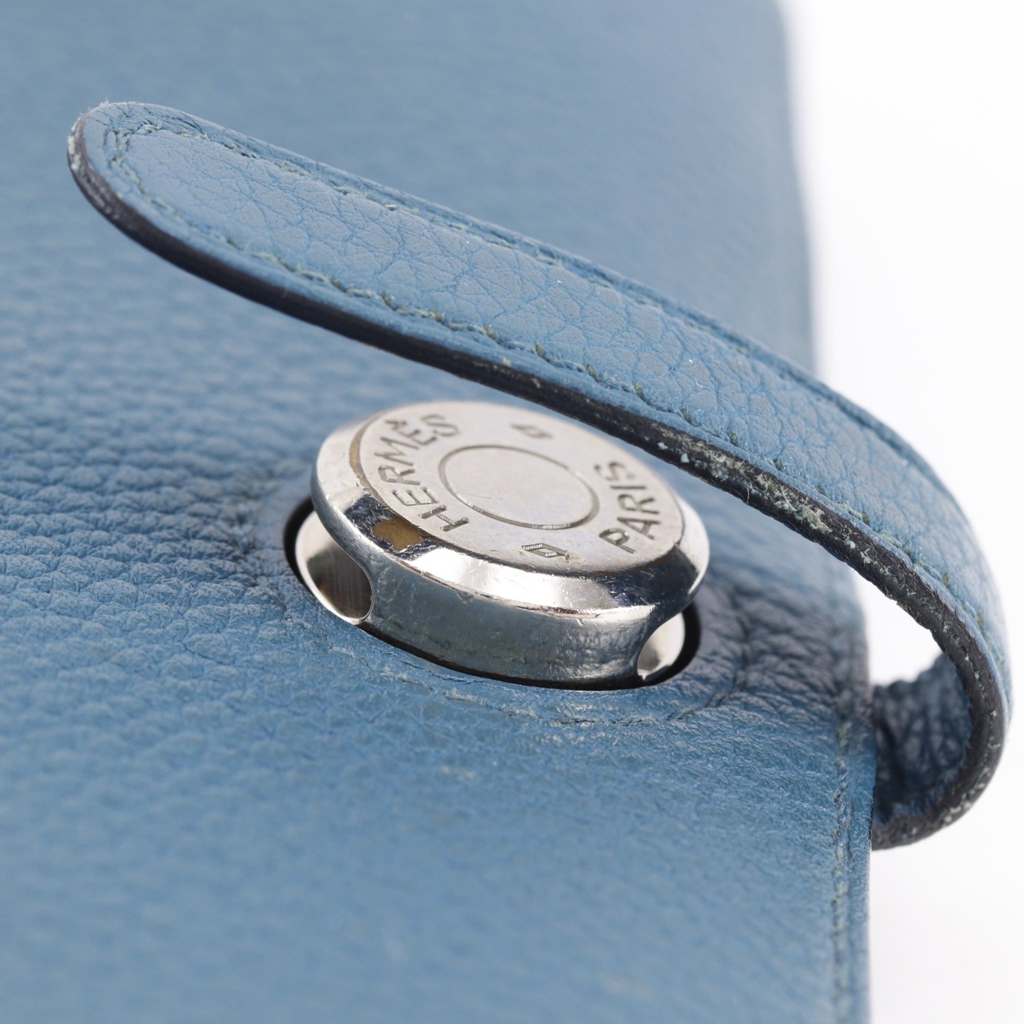 Hermes Dogon Blue Taurillon Clemence Leather Long Wallet (Bi-Fold) (Pre-Owned)