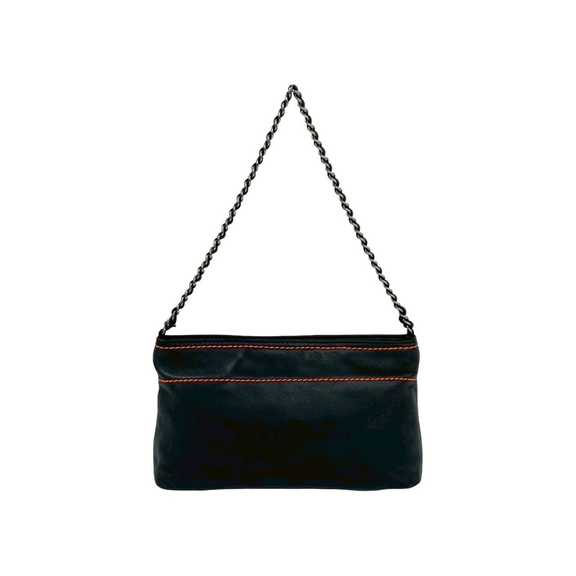 Chanel Black Leather Handbag Shoulder Bag (Pre-Owned)