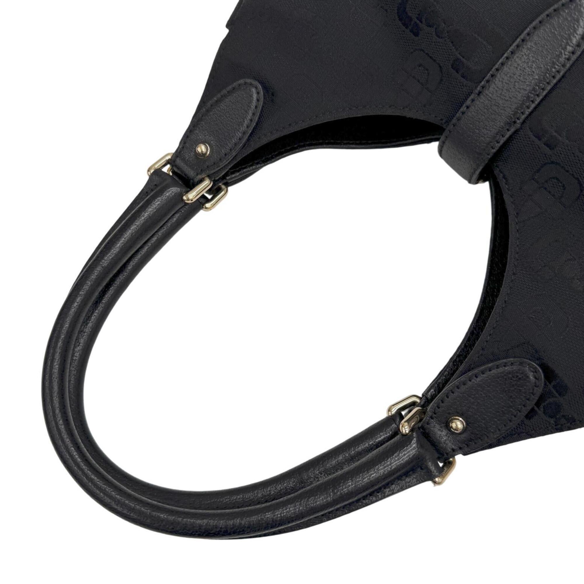 Gucci Black Canvas Leather Handbag Shoulder Bag (Pre-Owned)