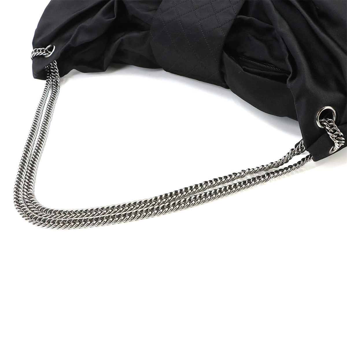 Chanel Black Satin Handbag Shoulder Bag (Pre-Owned)