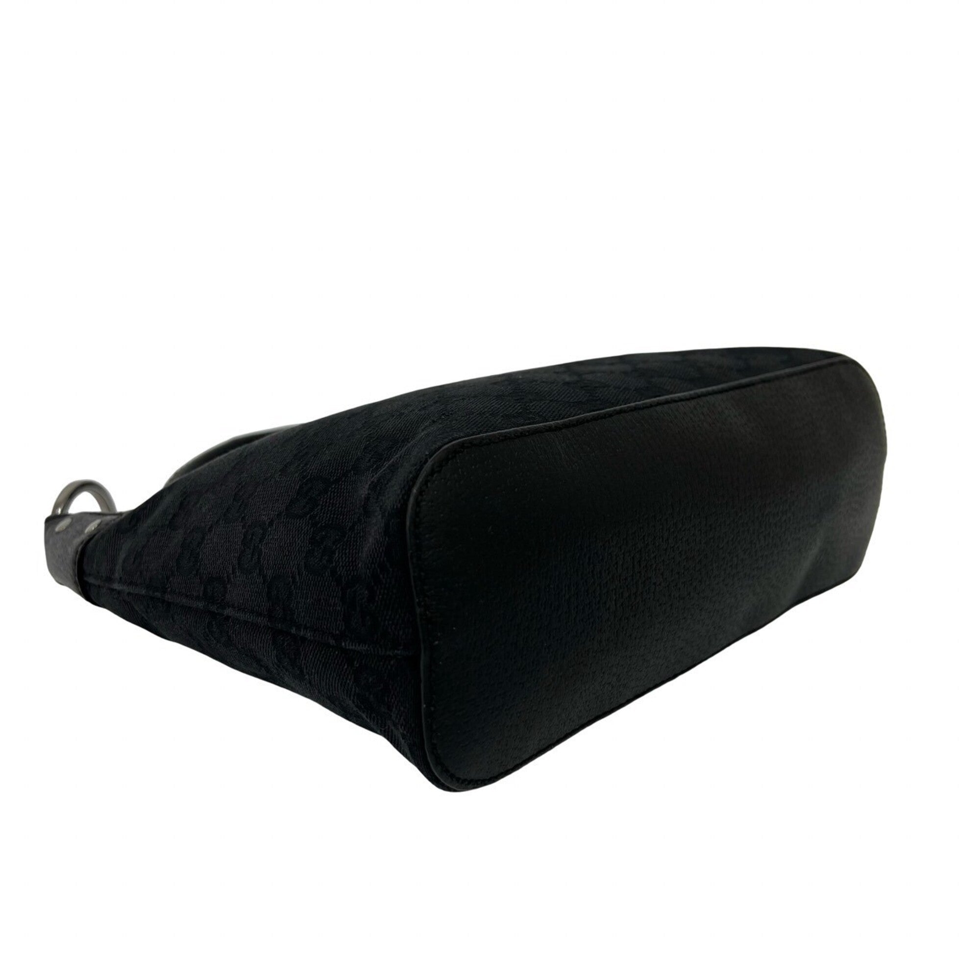 Gucci Black Canvas Leather Handbag Shoulder Bag (Pre-Owned)