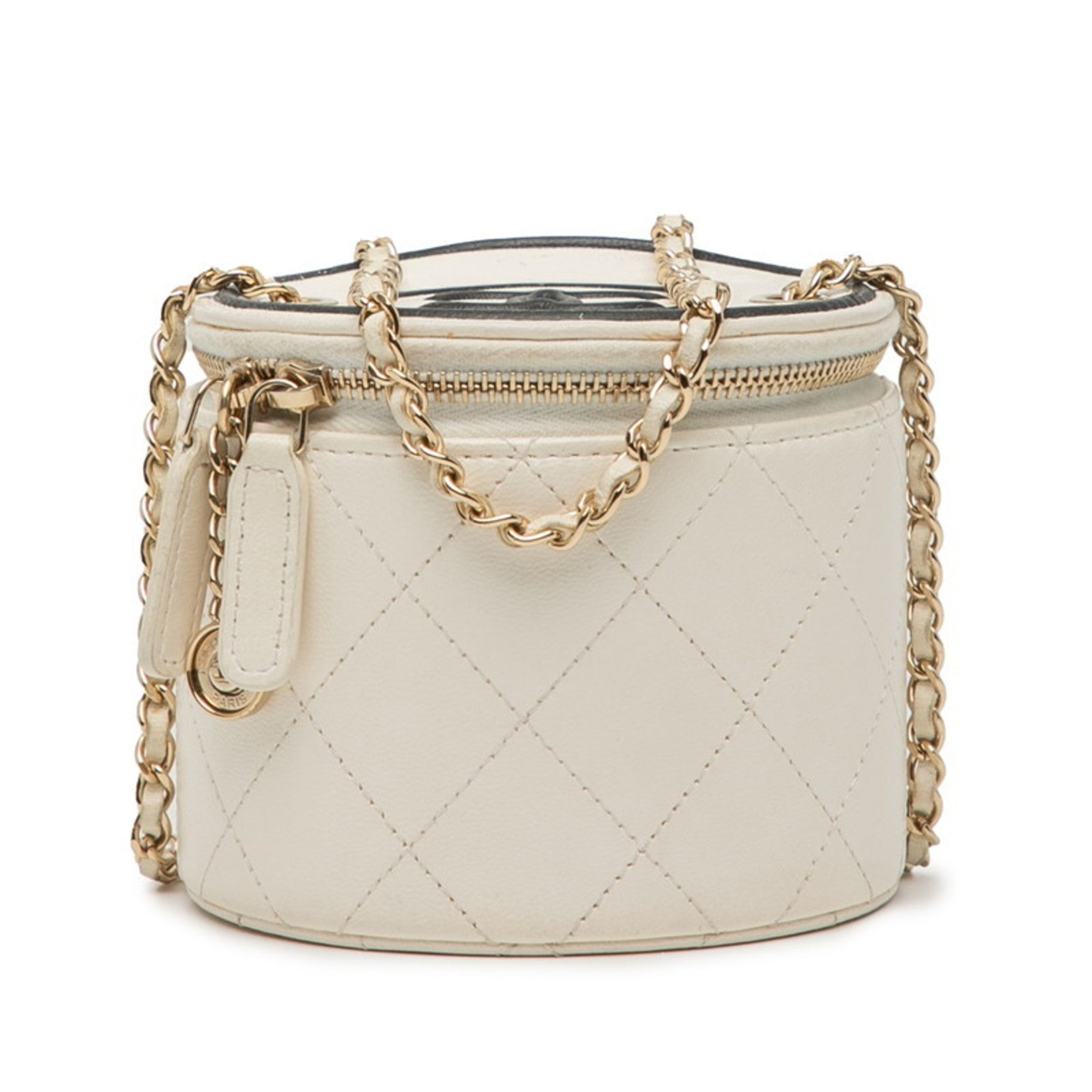 Chanel Black Off-White Leather Shoulder Bag Vanity Bag (Pre-Owned)