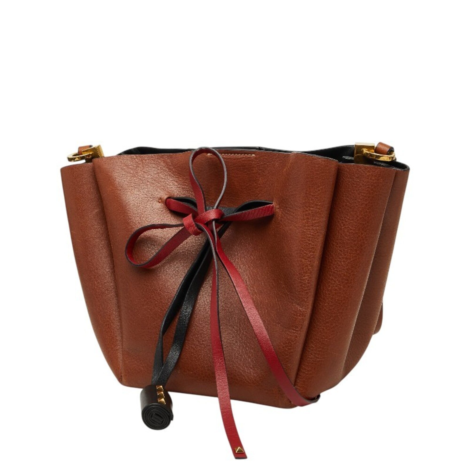 Valentino Brown Multi-Color Leather Shoulder Bag (Pre-Owned)