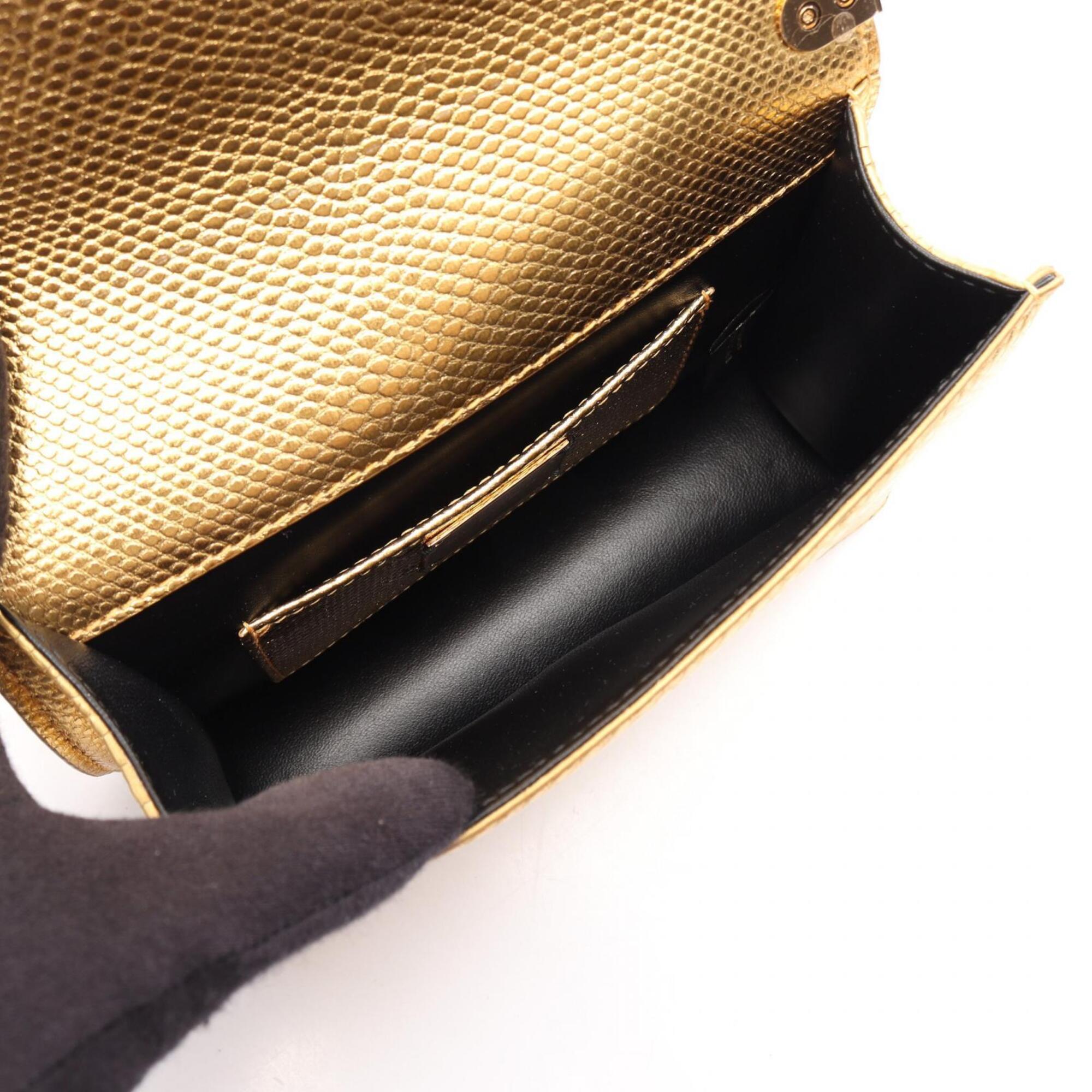 Bvlgari Gold Leather Handbag Shoulder Bag (Pre-Owned)