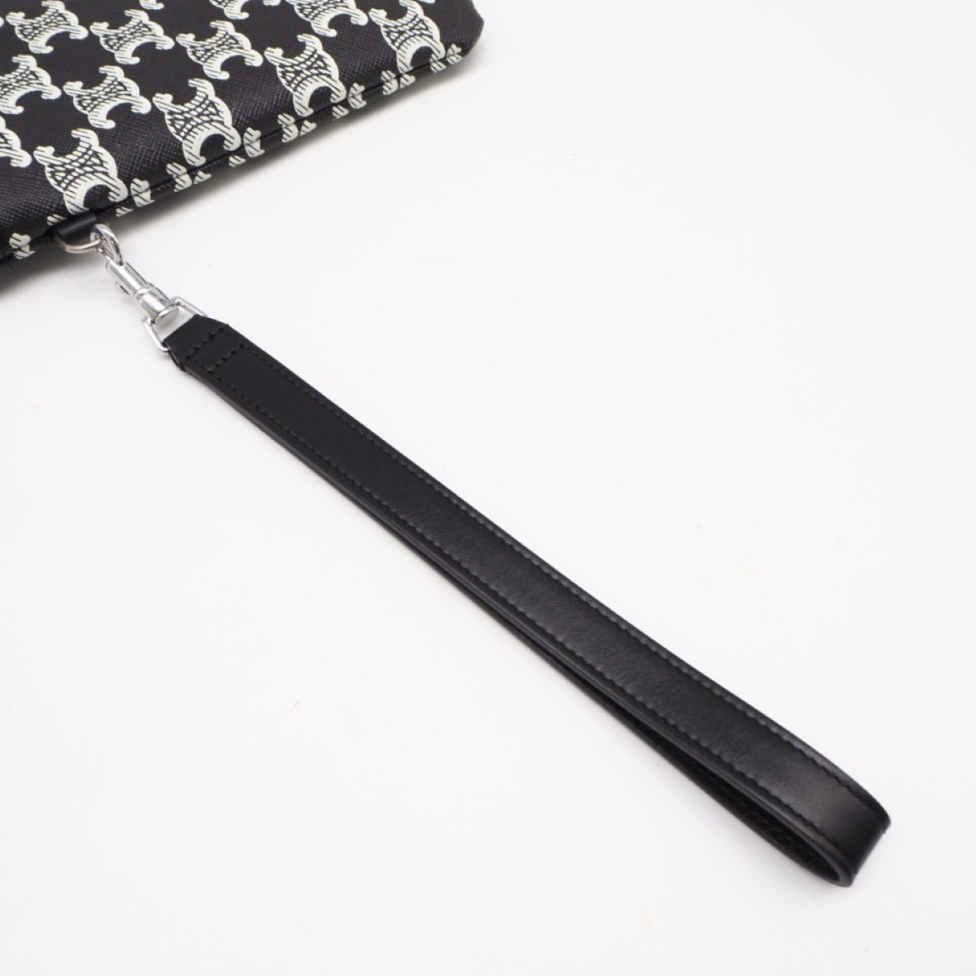 Celine Black White Coated Canvas Clutch Bag (Pre-Owned)