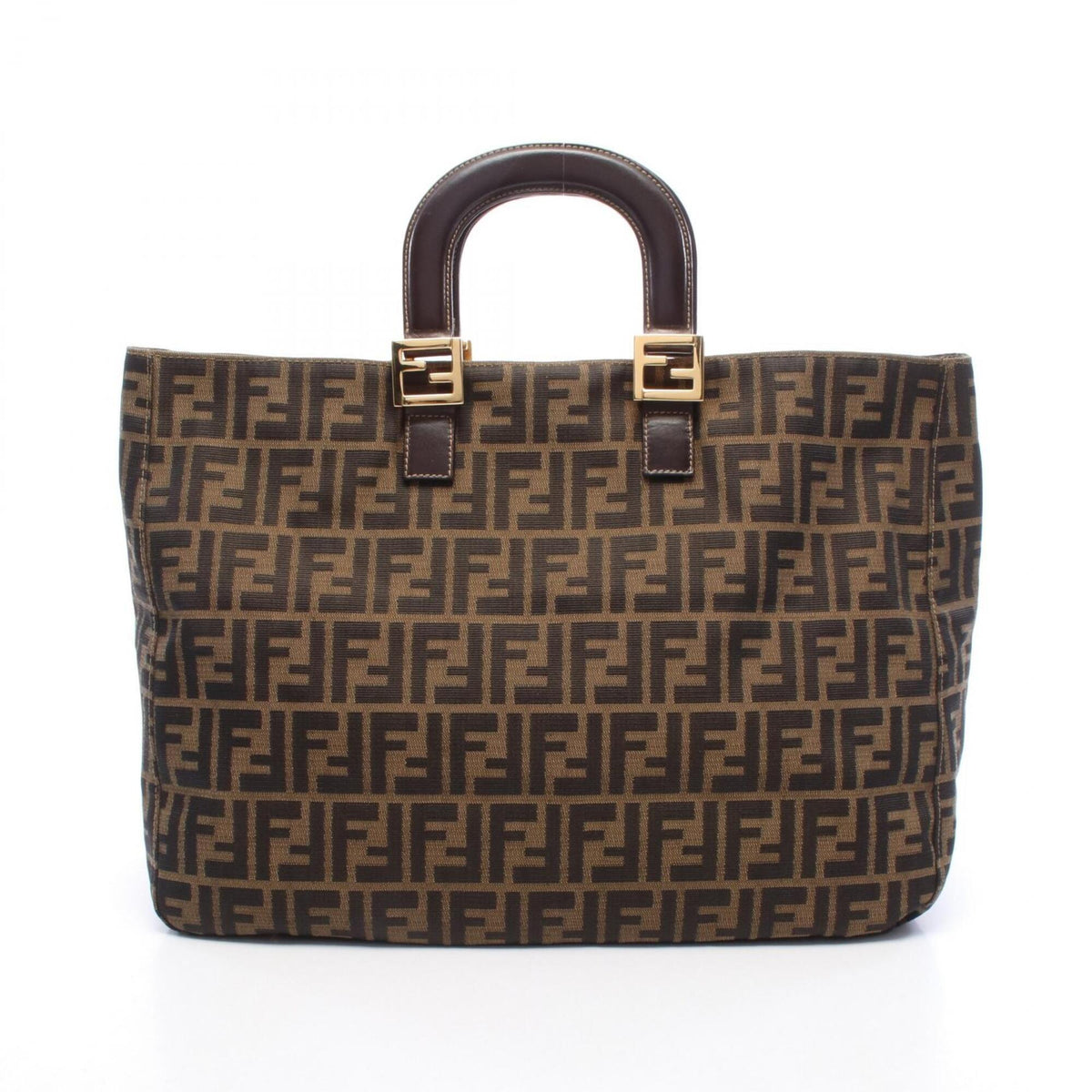 Fendi Brown Canvas Leather Handbag Tote Bag (Pre-Owned)