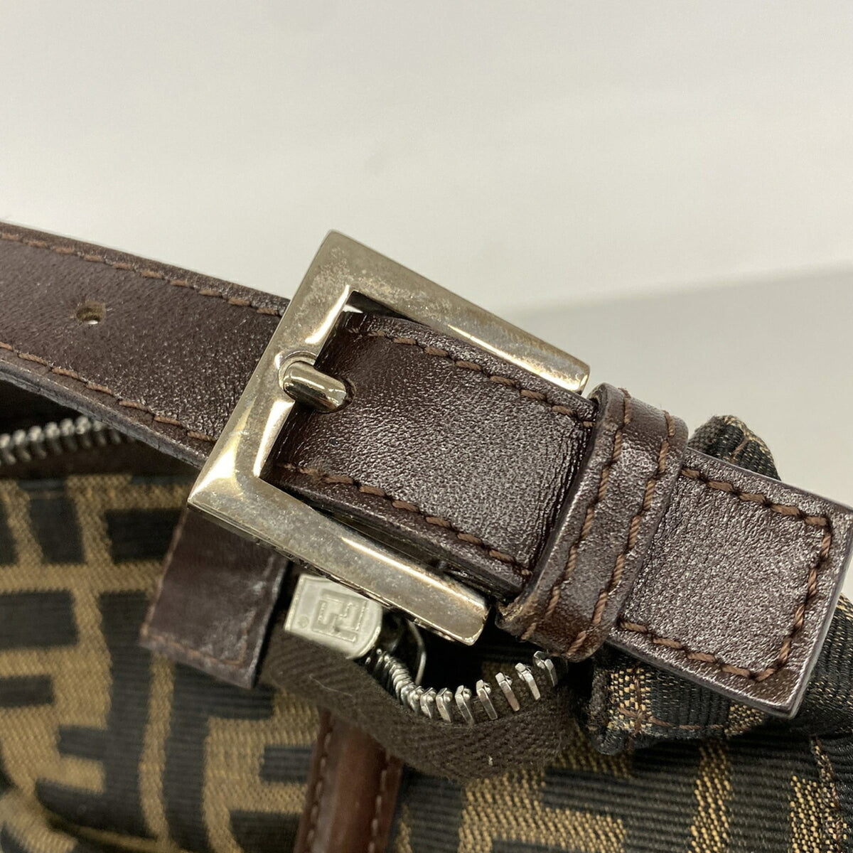 Fendi Brown Nylon Canvas Shoulder Bag (Pre-Owned)