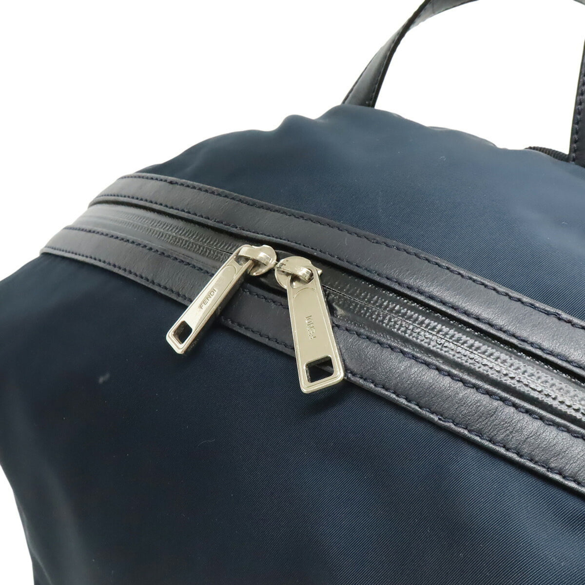 Fendi Blue Navy Pink Nylon Leather Backpack (Pre-Owned)