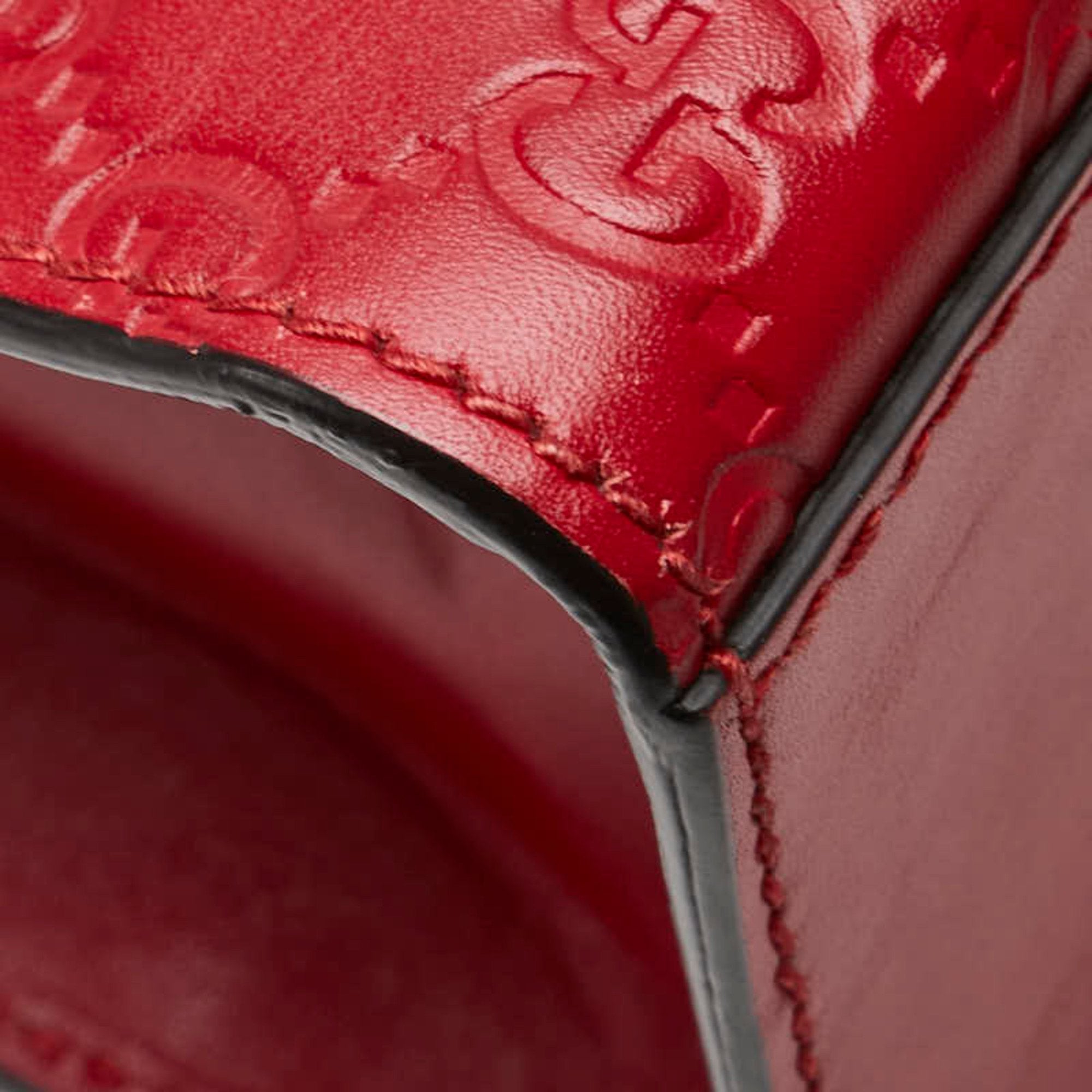 Gucci Padlock Red Color Leather Shoulder Bag (Pre-Owned)