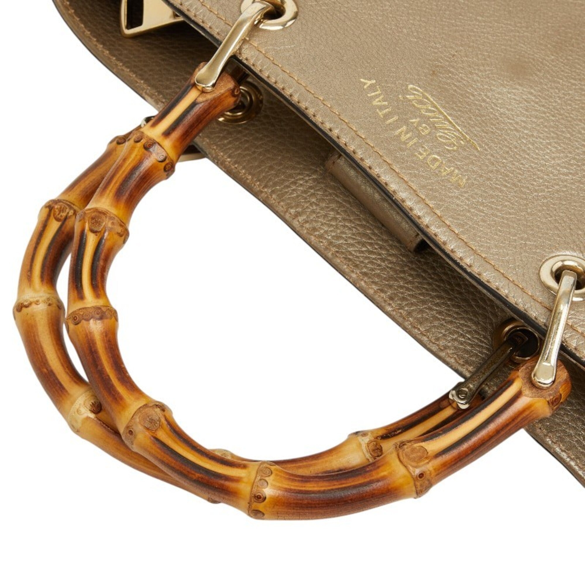 Gucci Brown Gold Leather Handbag Shoulder Bag (Pre-Owned)