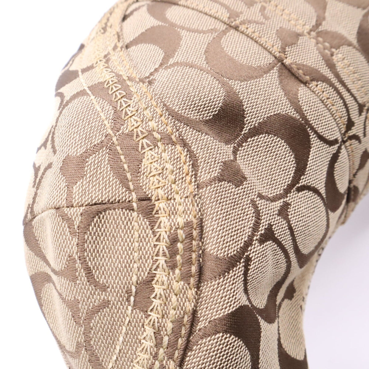 Coach Beige Brown Signature Line Handbag (Pre-Owned)