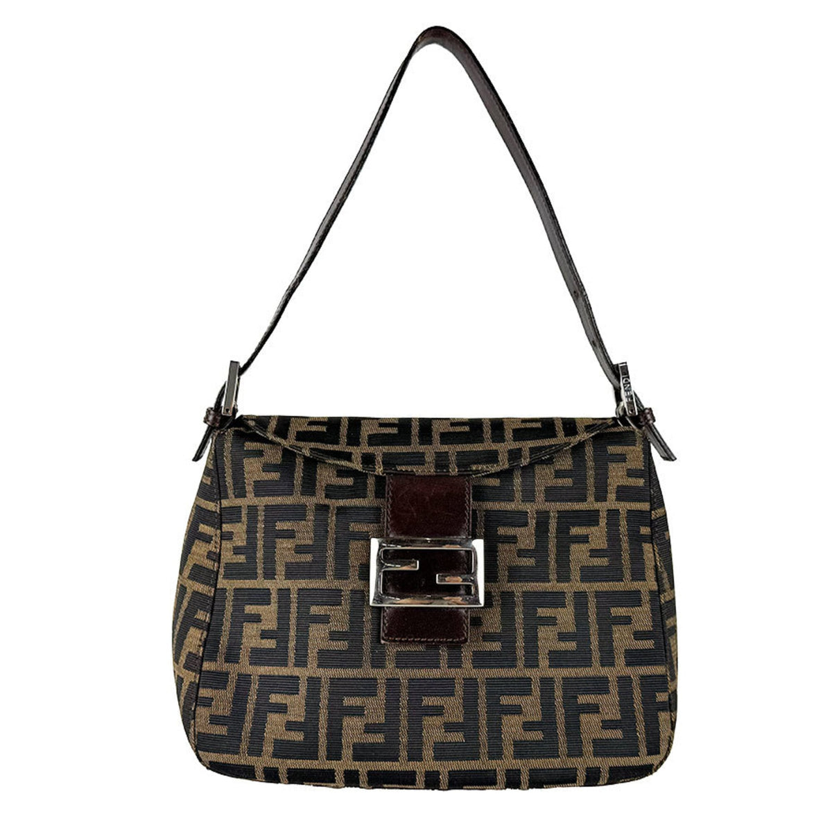 Fendi Brown Nylon Canvas Leather Handbag (Pre-Owned)