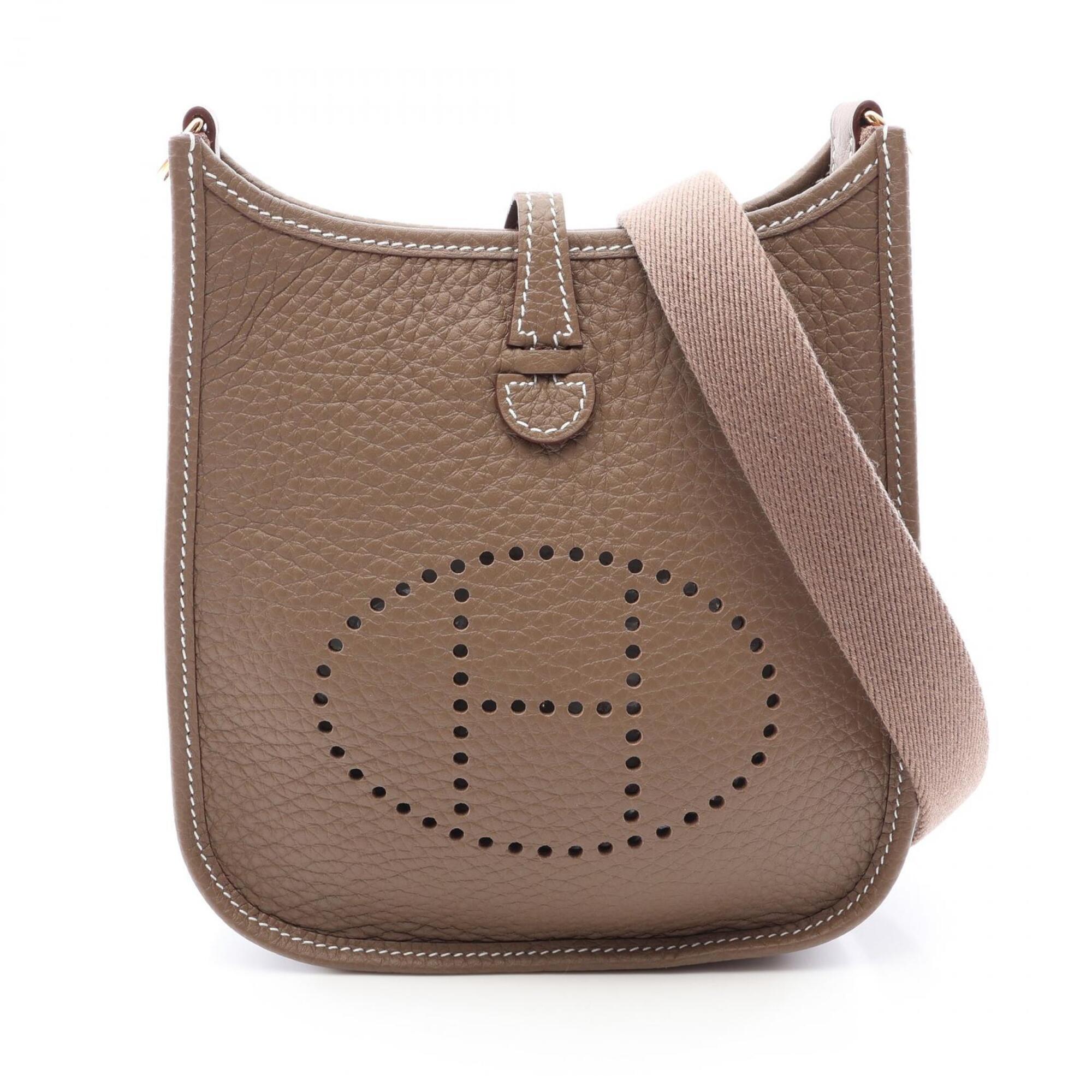 Hermes Etoupe Gray Taurillon Clemence Leather Handbag Shoulder Bag (Pre-Owned)