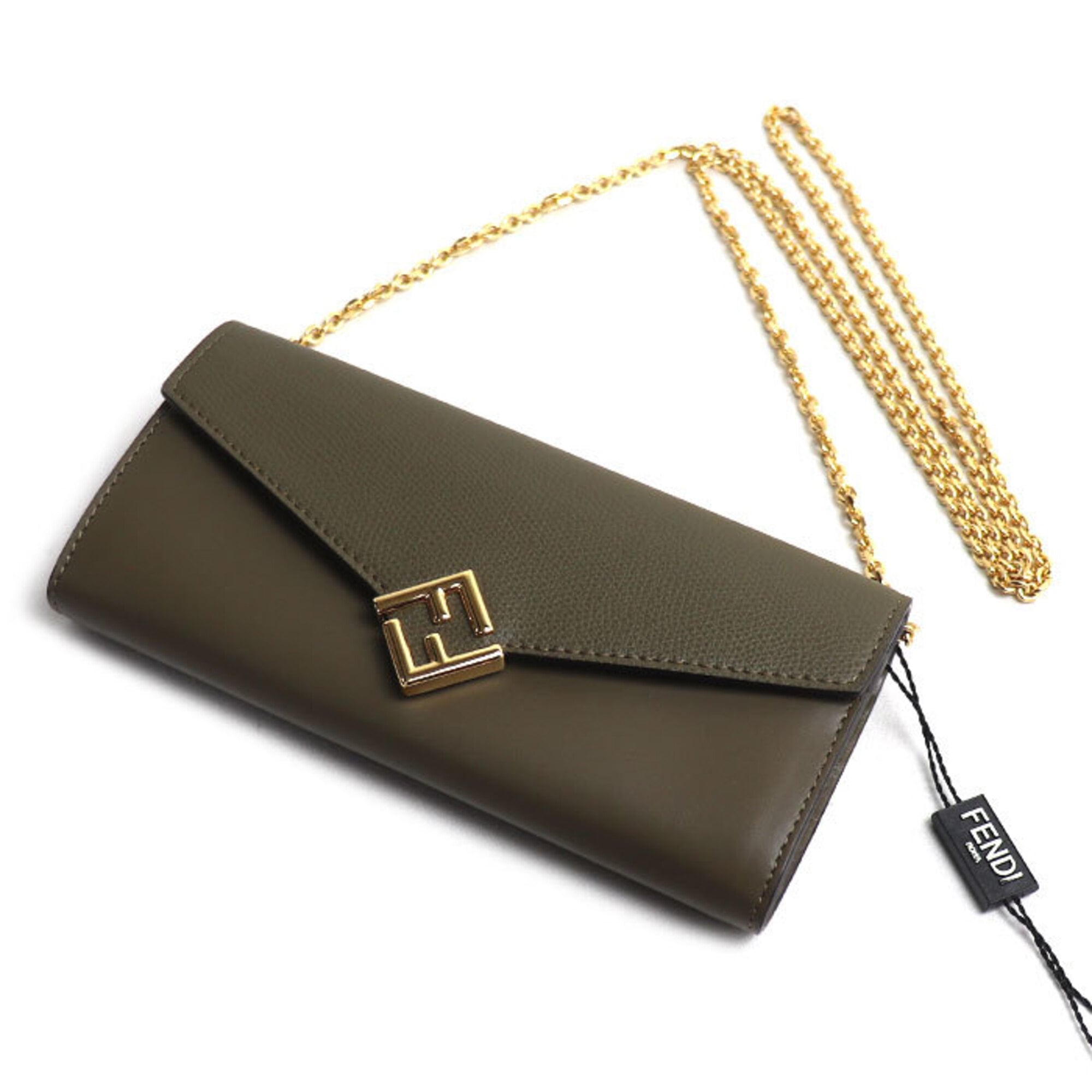 Fendi Gold Leather Chain/Shoulder Wallet (Pre-Owned)