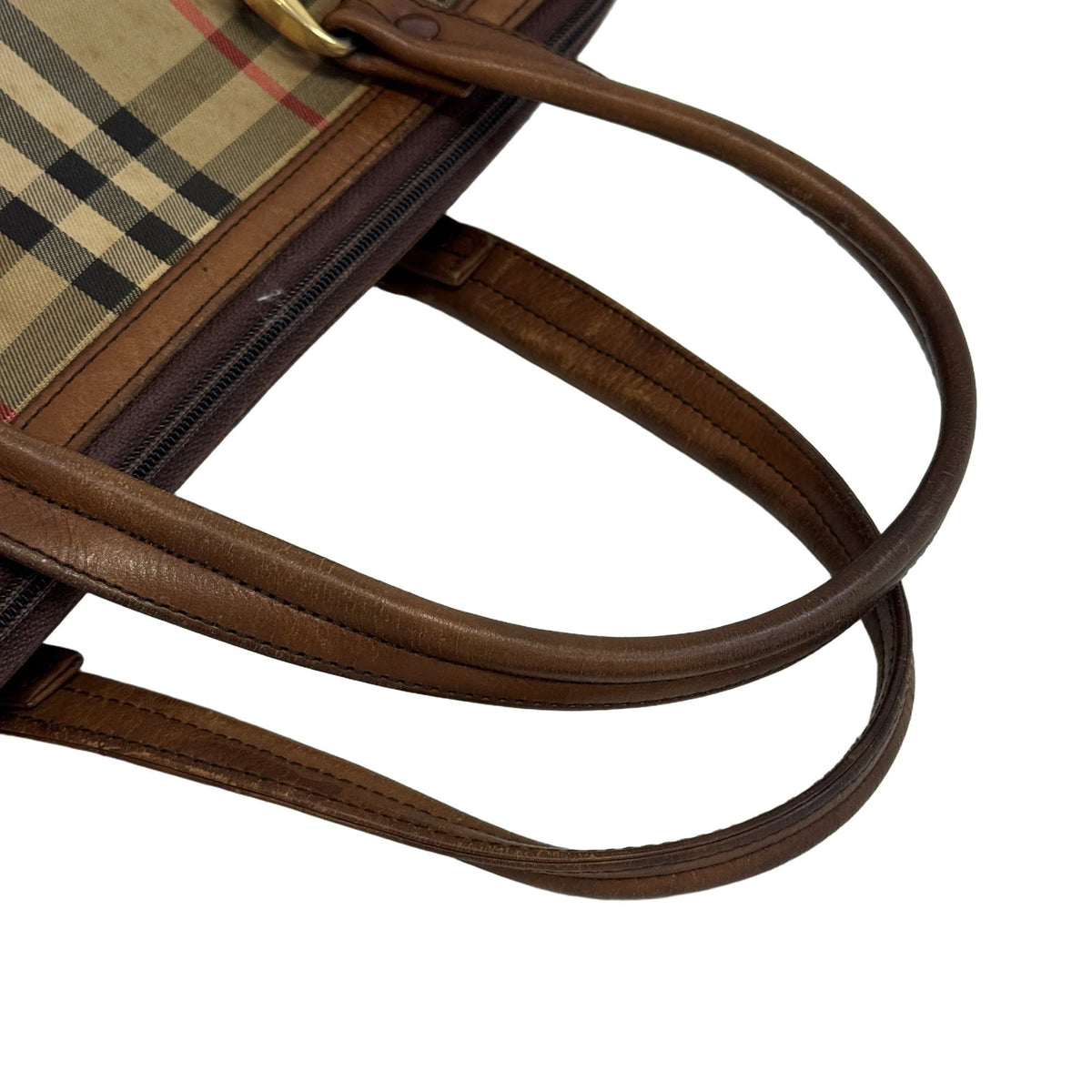 Burberry Brown Canvas Boston Bag Handbag (Pre-Owned)