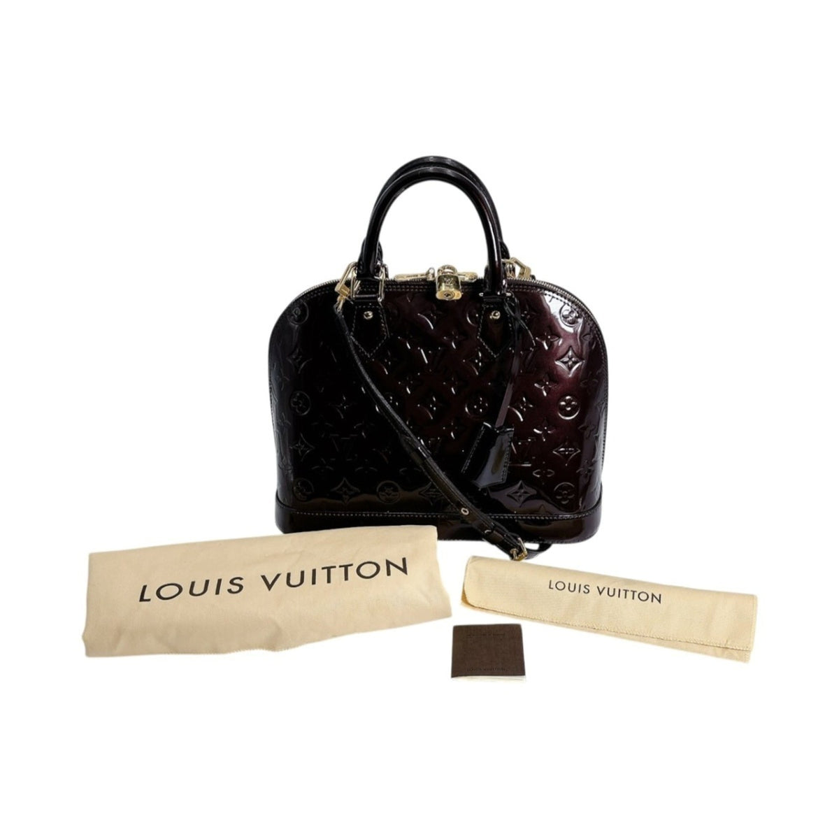 Louis Vuitton Red Color Wine Monogram Vernis Handbag (Pre-Owned)
