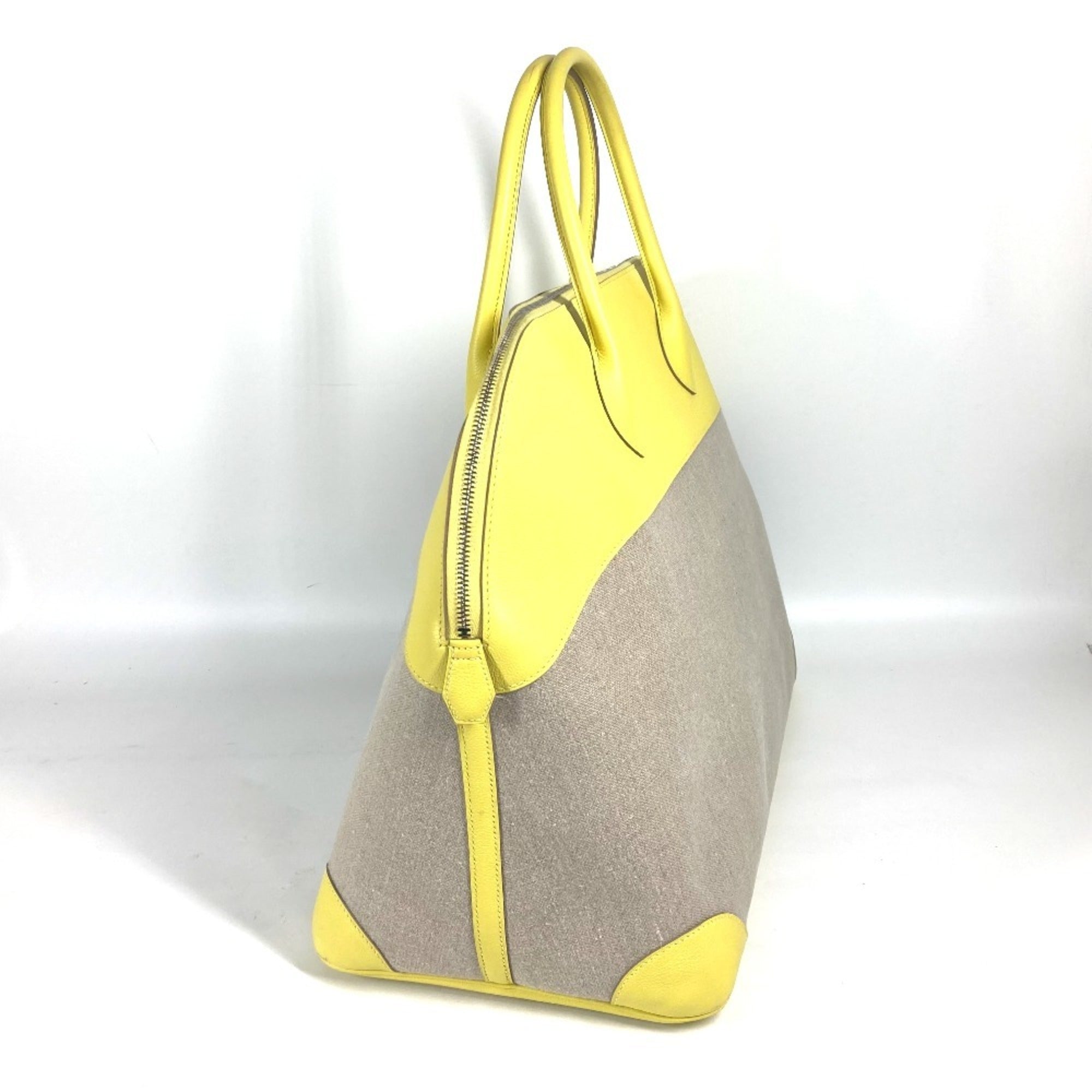Hermes Beige Yellow Swift Leather Toile H Boston Bag Shoulder Bag Tote Bag (Pre-Owned)
