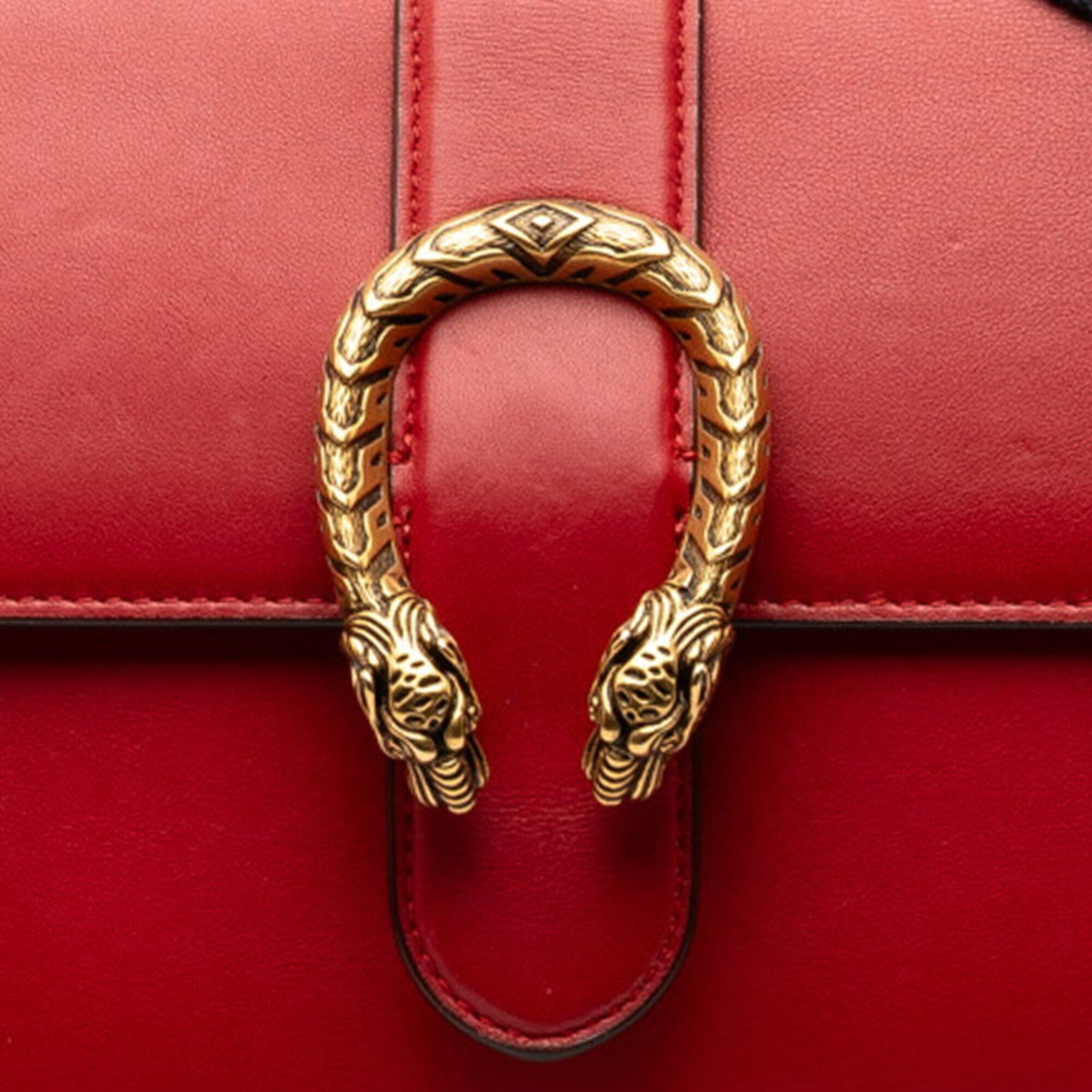 Gucci Red Color Leather Handbag Shoulder Bag (Pre-Owned)