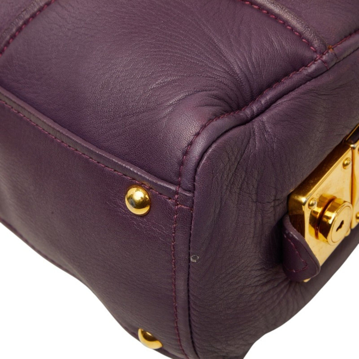 Miu Miu Purple Leather Boston Bag Handbag (Pre-Owned)