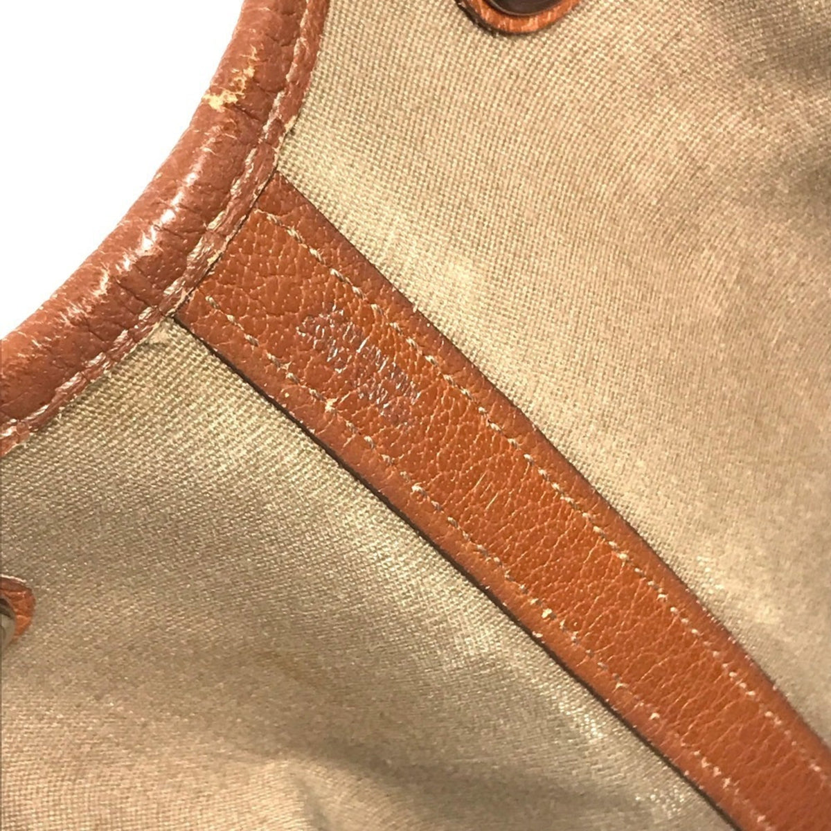 Hermes Orange Leather Canvas Shoulder Bag Tote Bag (Pre-Owned)