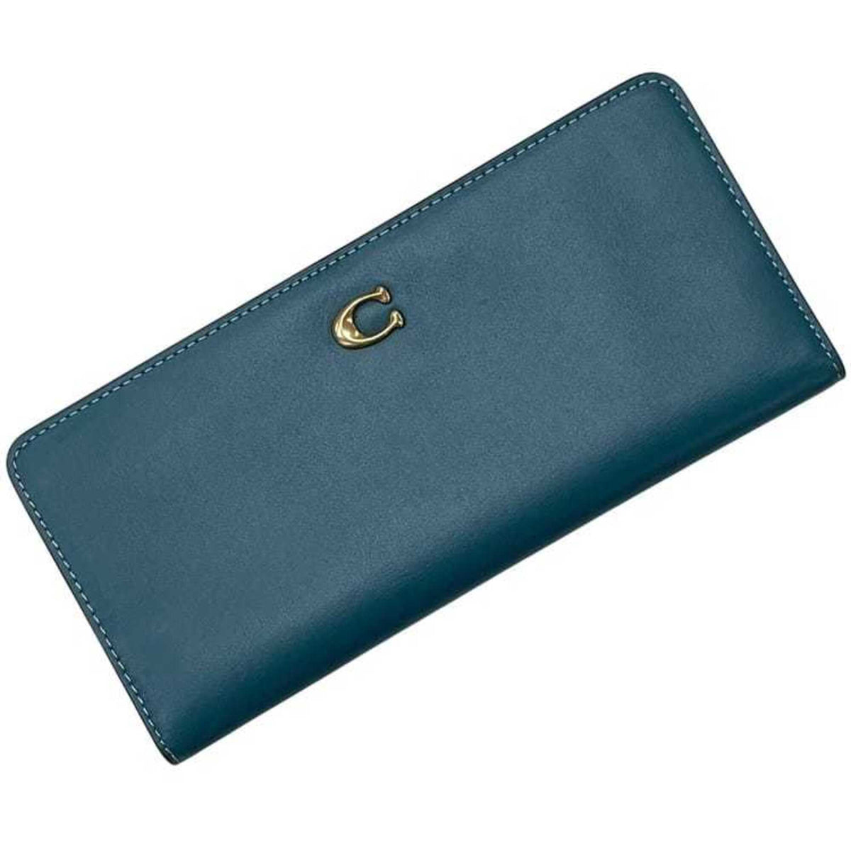 Coach Blue Green Leather Long Wallet (Bi-Fold) (Pre-Owned)