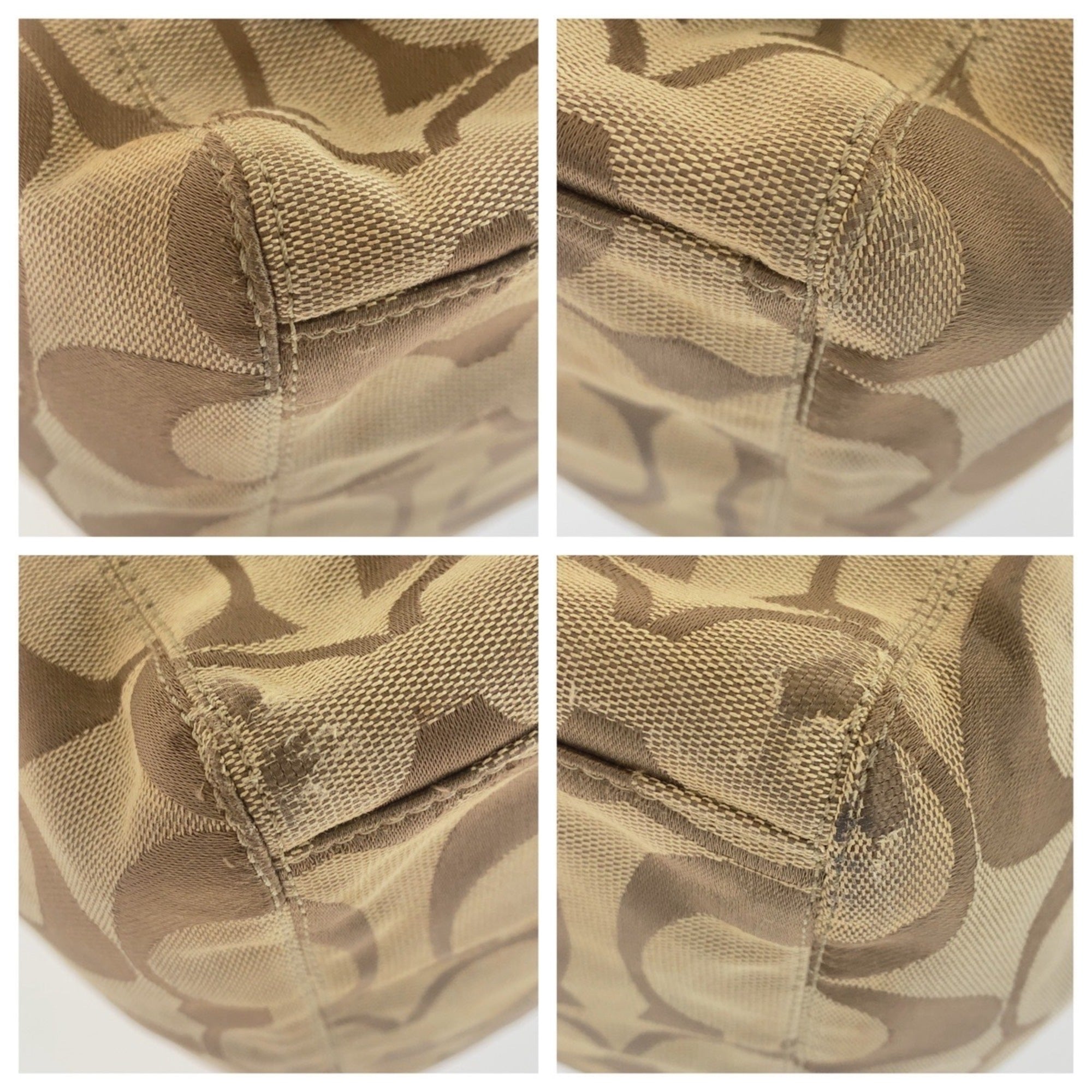 Coach Beige Brown Canvas Leather Shoulder Bag Tote Bag (Pre-Owned)