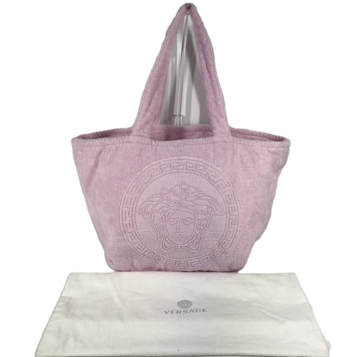 Versace Pink Cotton Boston Bag Shoulder Bag Tote Bag (Pre-Owned)