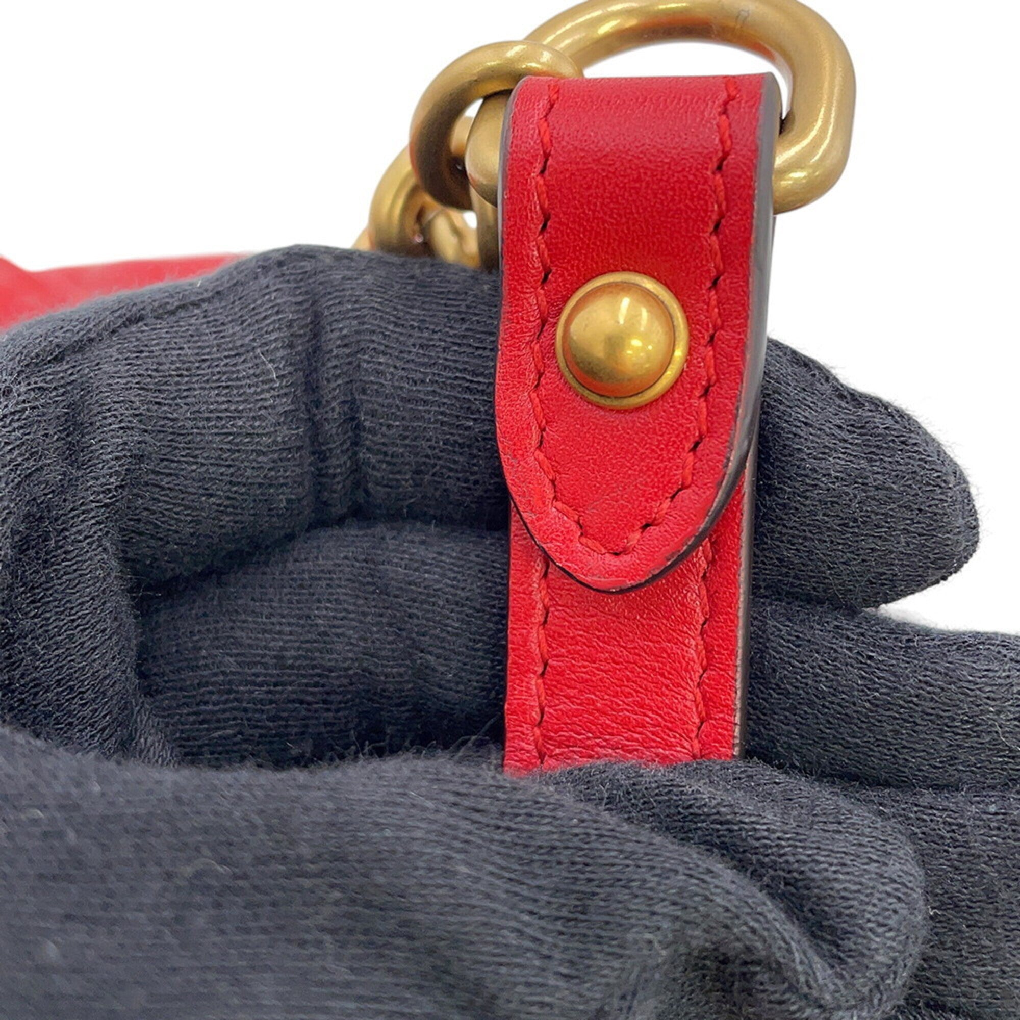 Gucci Red Color Leather Backpack Handbag (Pre-Owned)