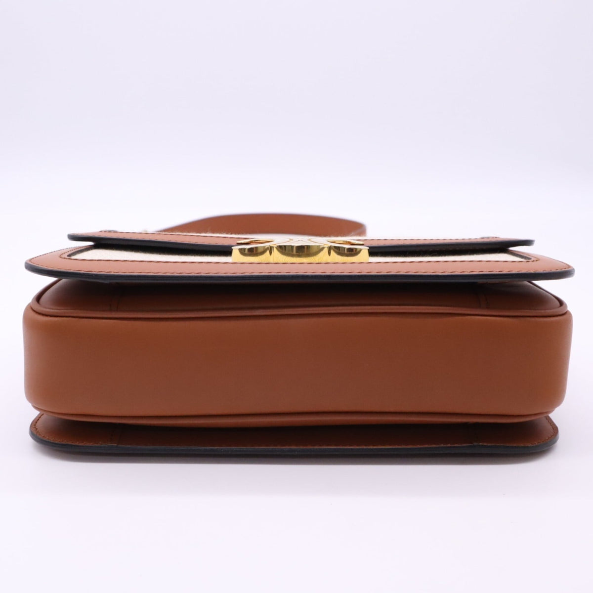 Celine Beige Brown Canvas Leather Shoulder Bag (Pre-Owned)