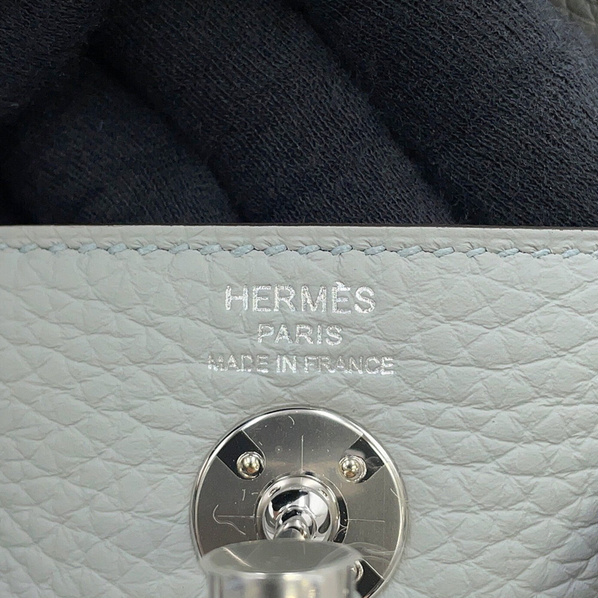 Hermes Gray Taurillon Clemence Leather Handbag (Pre-Owned)
