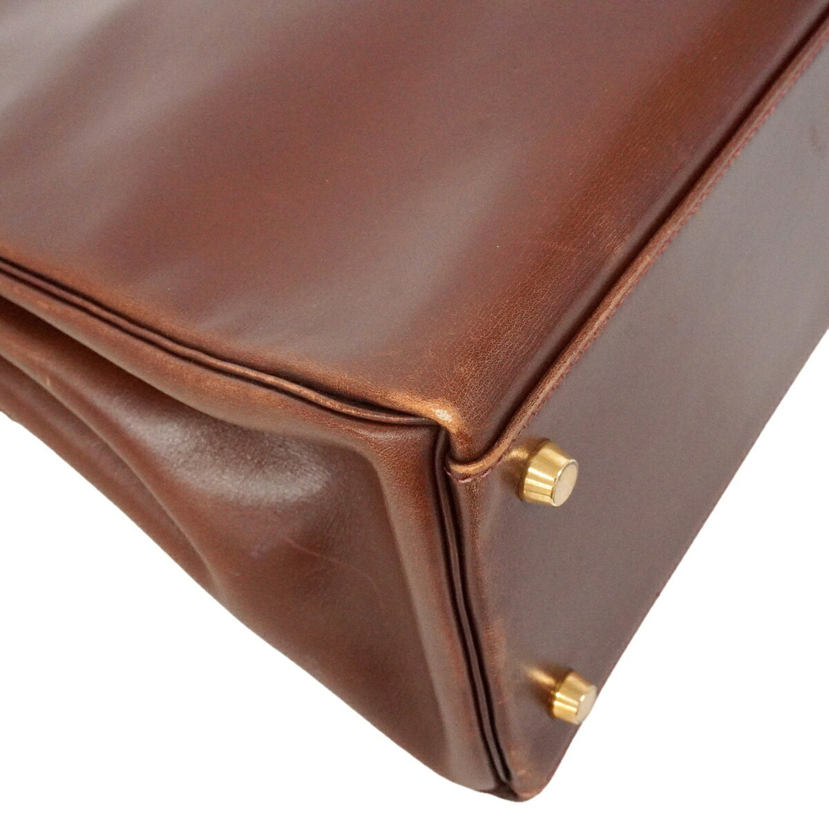 Hermes Noisette Box Calf Leather Handbag (Pre-Owned)