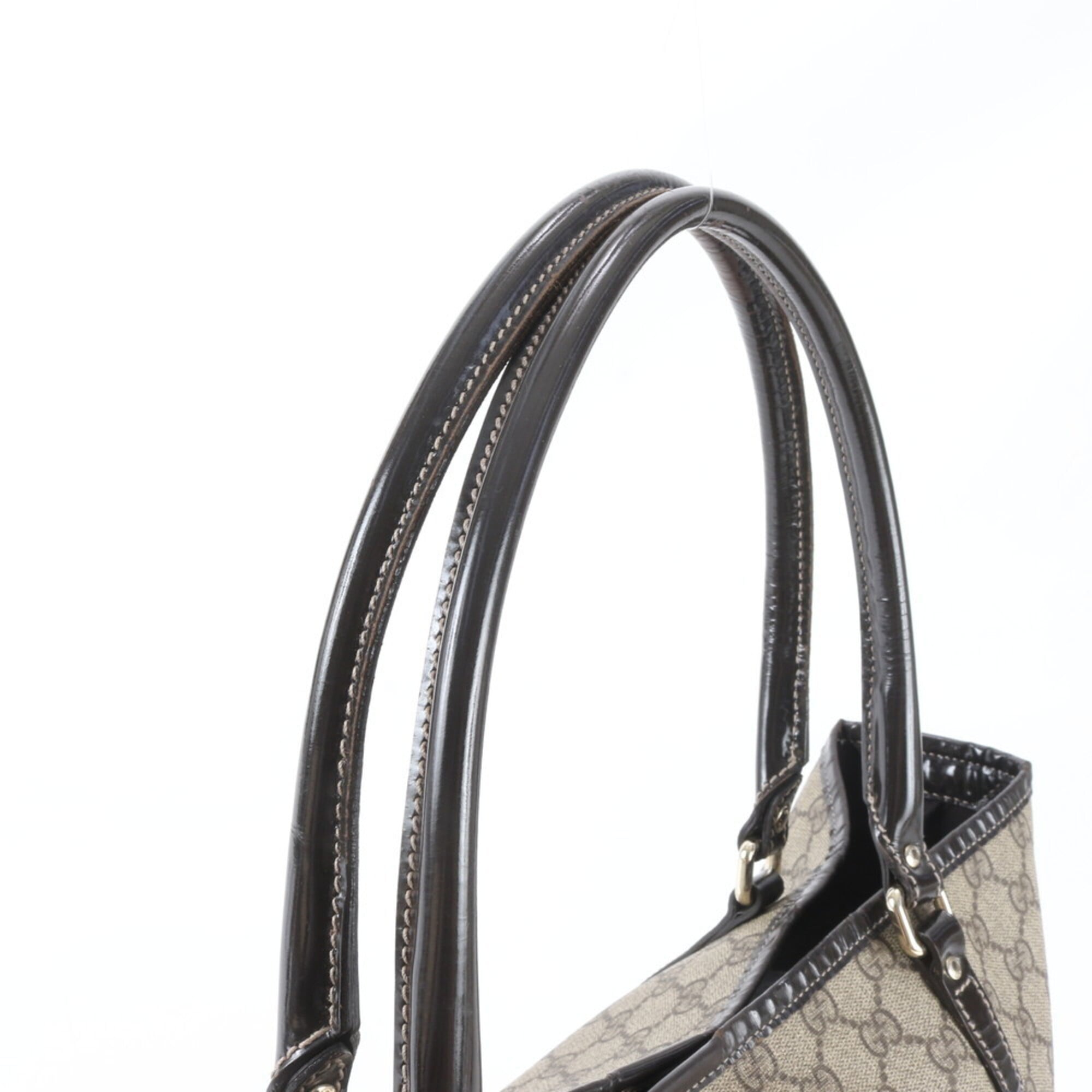 Gucci Beige Brown Leather Coated Canvas Handbag Shoulder Bag Tote Bag (Pre-Owned)