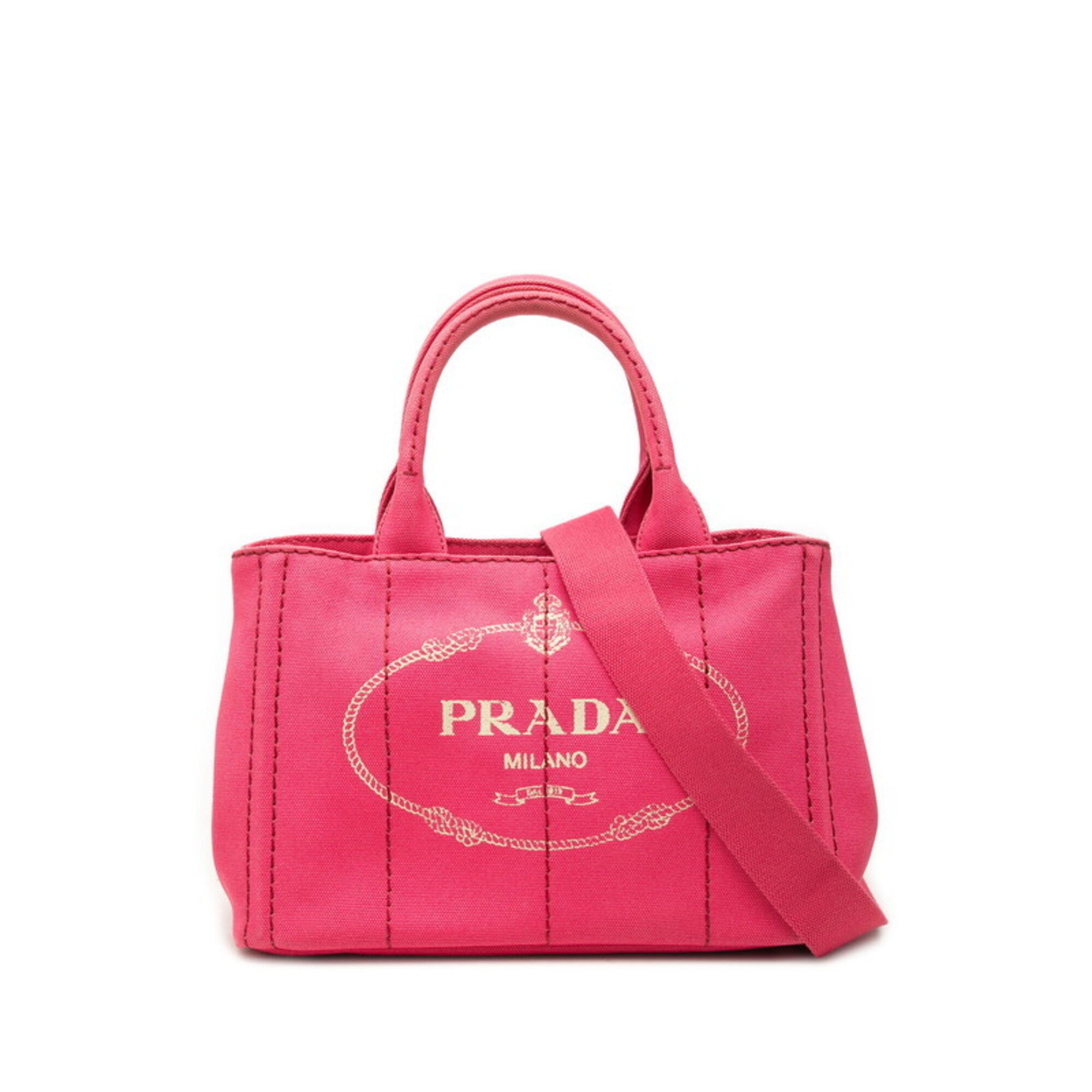 Prada Pink Canvas Handbag Shoulder Bag (Pre-Owned)
