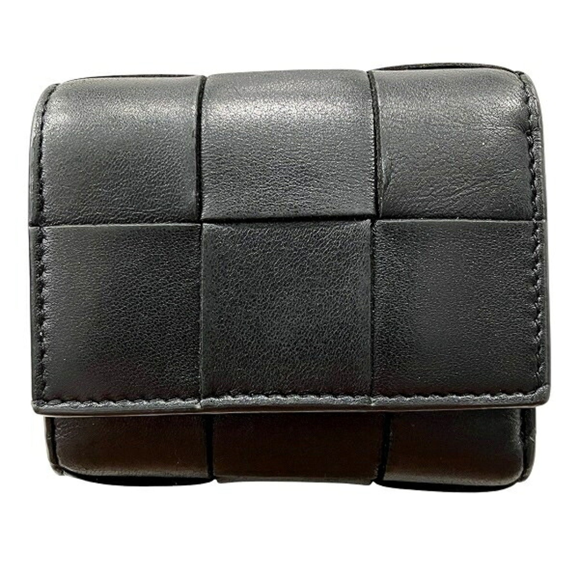 Bottega Veneta Black Leather Coin Purse/Coin Case (Pre-Owned)