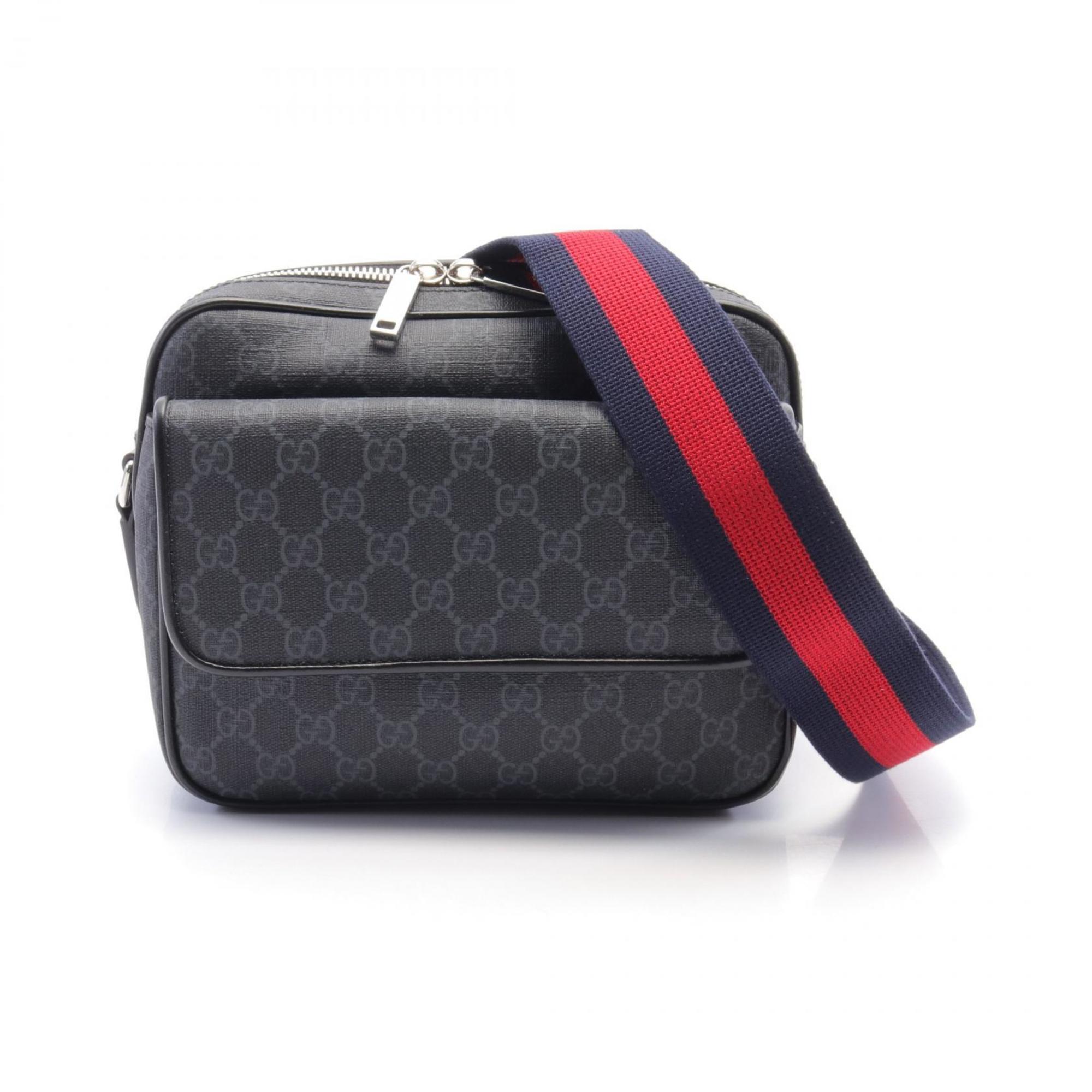 Gucci Black Gray Pvc Leather Shoulder Bag