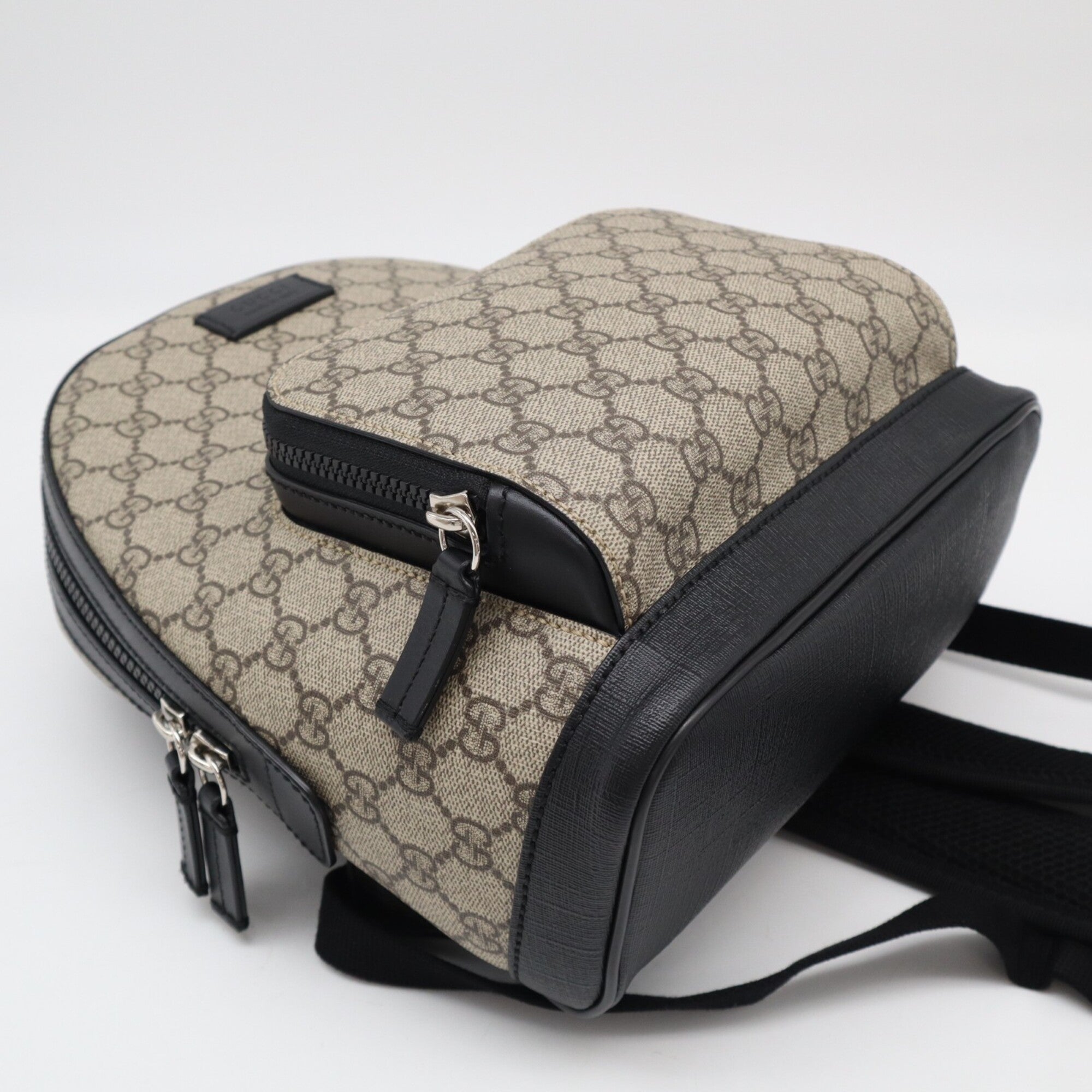 Gucci Beige Brown Canvas Leather Backpack (Pre-Owned)