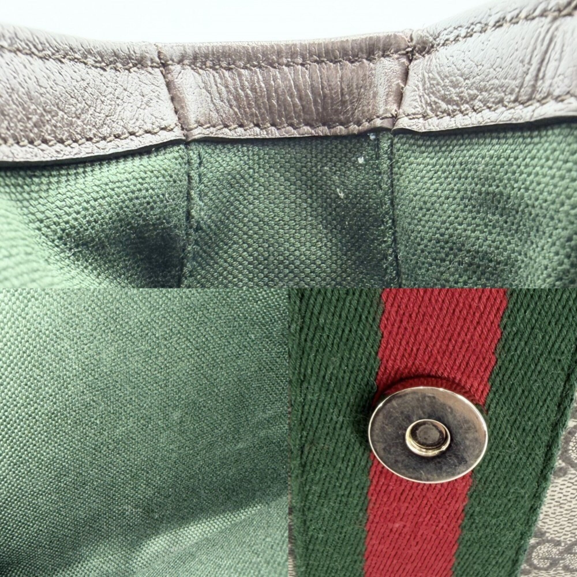 Gucci Beige Brown Gg Supreme Canvas Leather Handbag Shoulder Bag (Pre-Owned)
