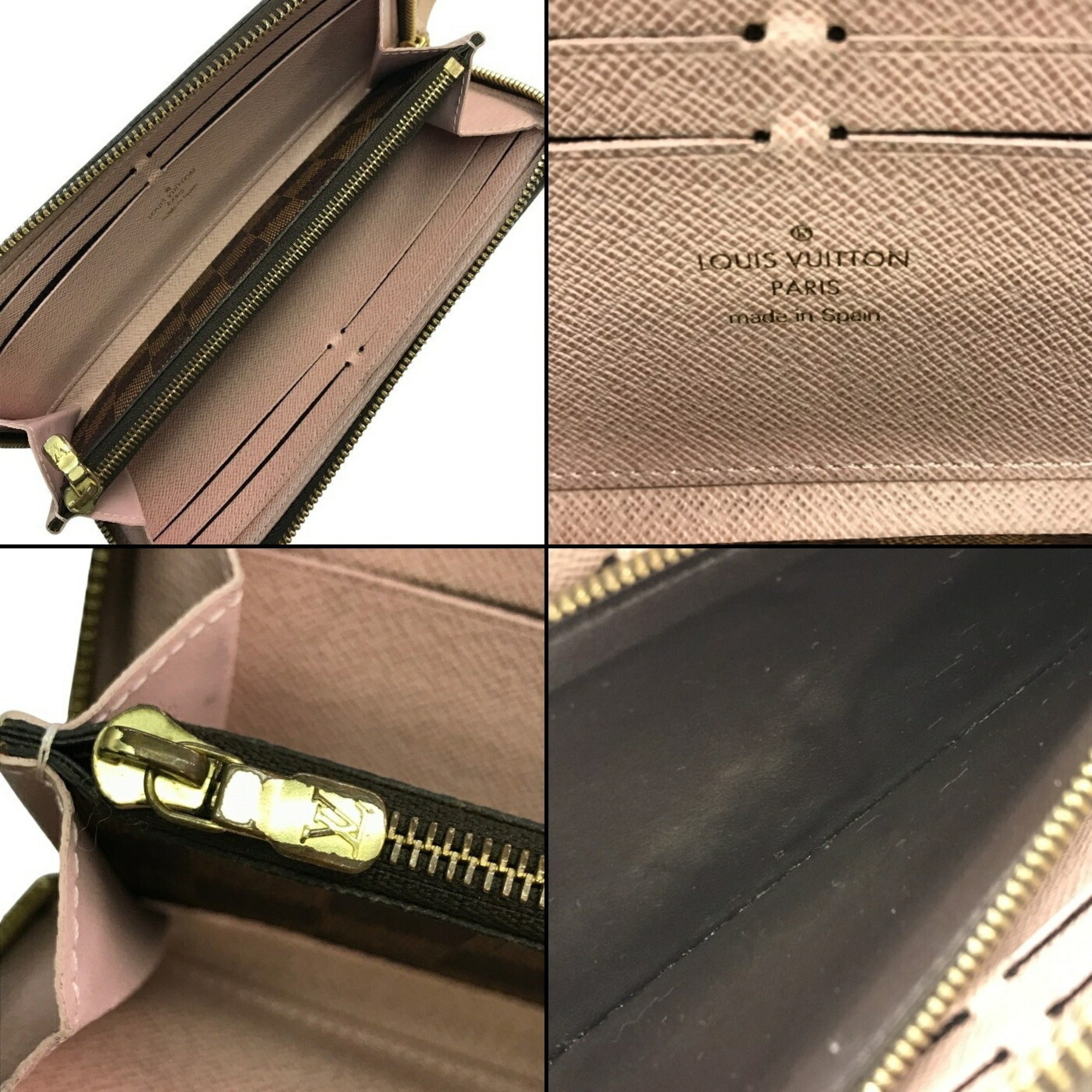Louis Vuitton Brown Damier Canvas Ebene Galle Pink Rose Ballerine Long Wallet (Bi-Fold) (Pre-Owned)