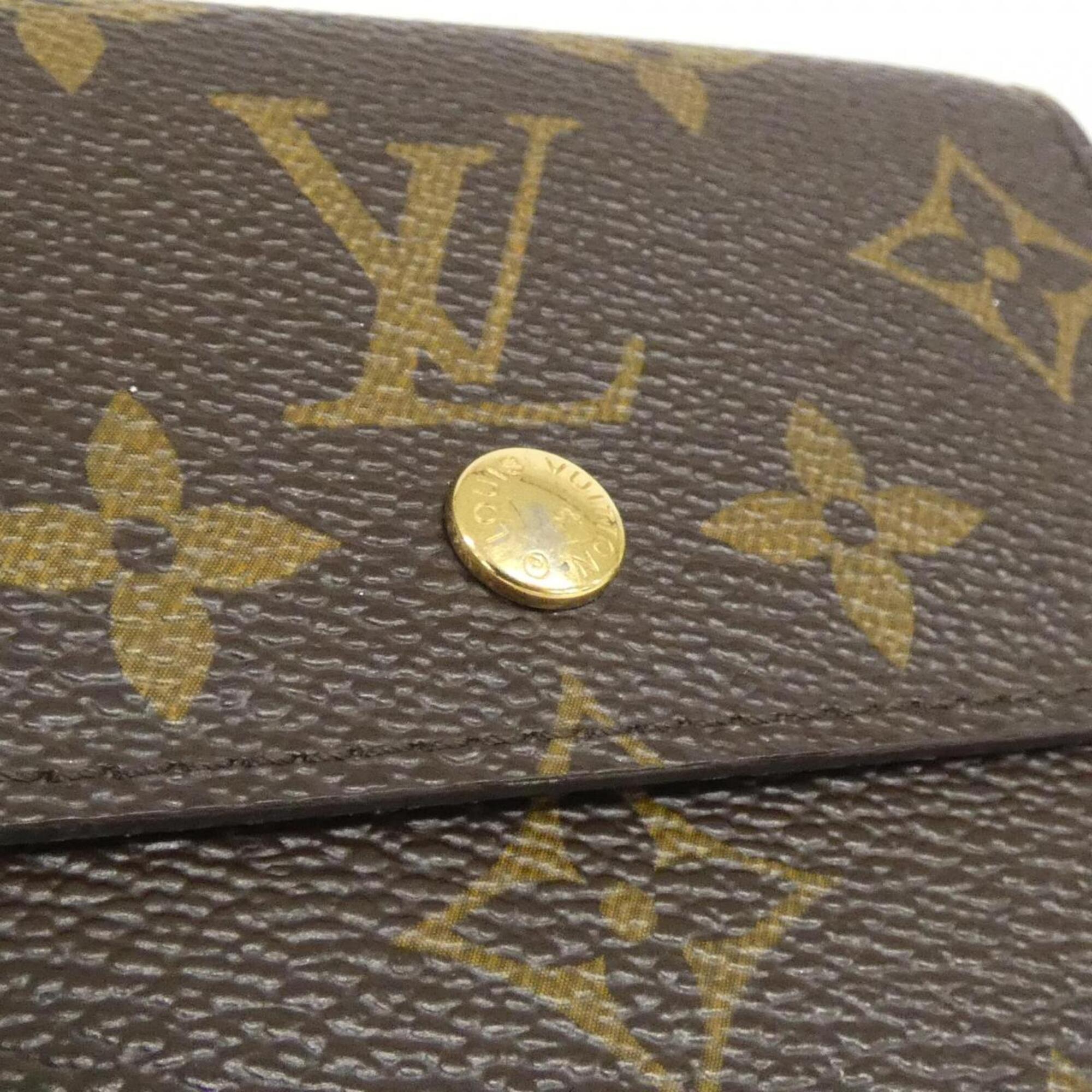 Louis Vuitton Marron Coated Canvas Wallet (Tri-Fold) (Pre-Owned)