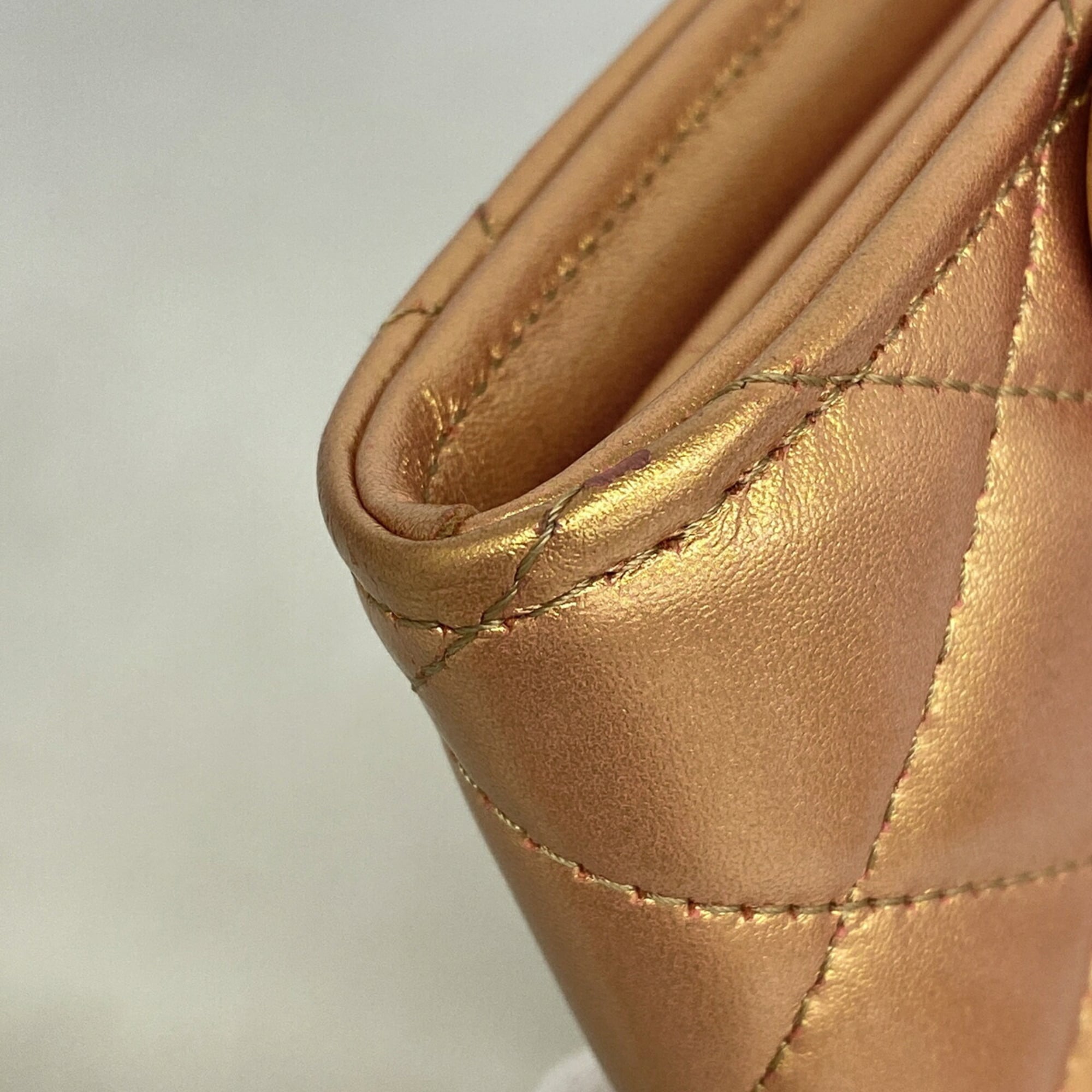 Chanel Metallic Orange Leather Long Wallet (Bi-Fold) (Pre-Owned)