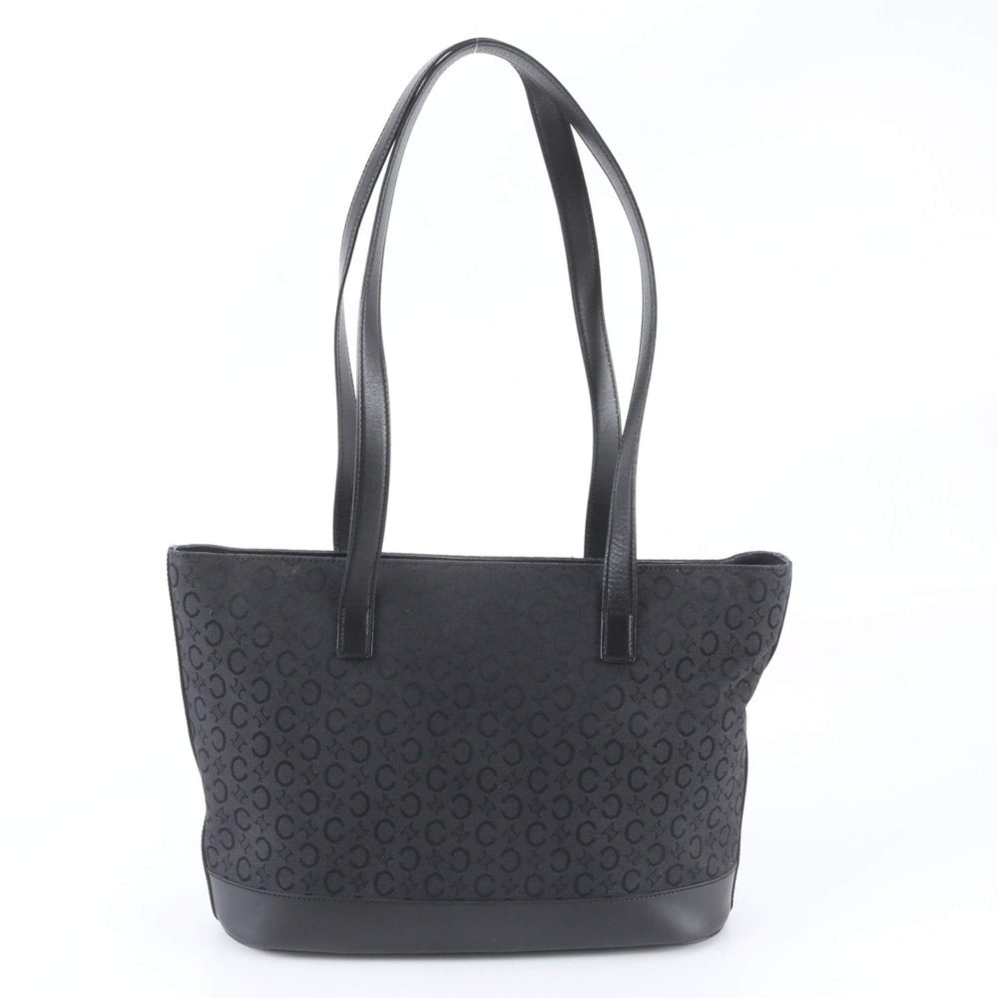 Celine Black Leather Canvas Handbag Shoulder Bag Tote Bag (Pre-Owned)
