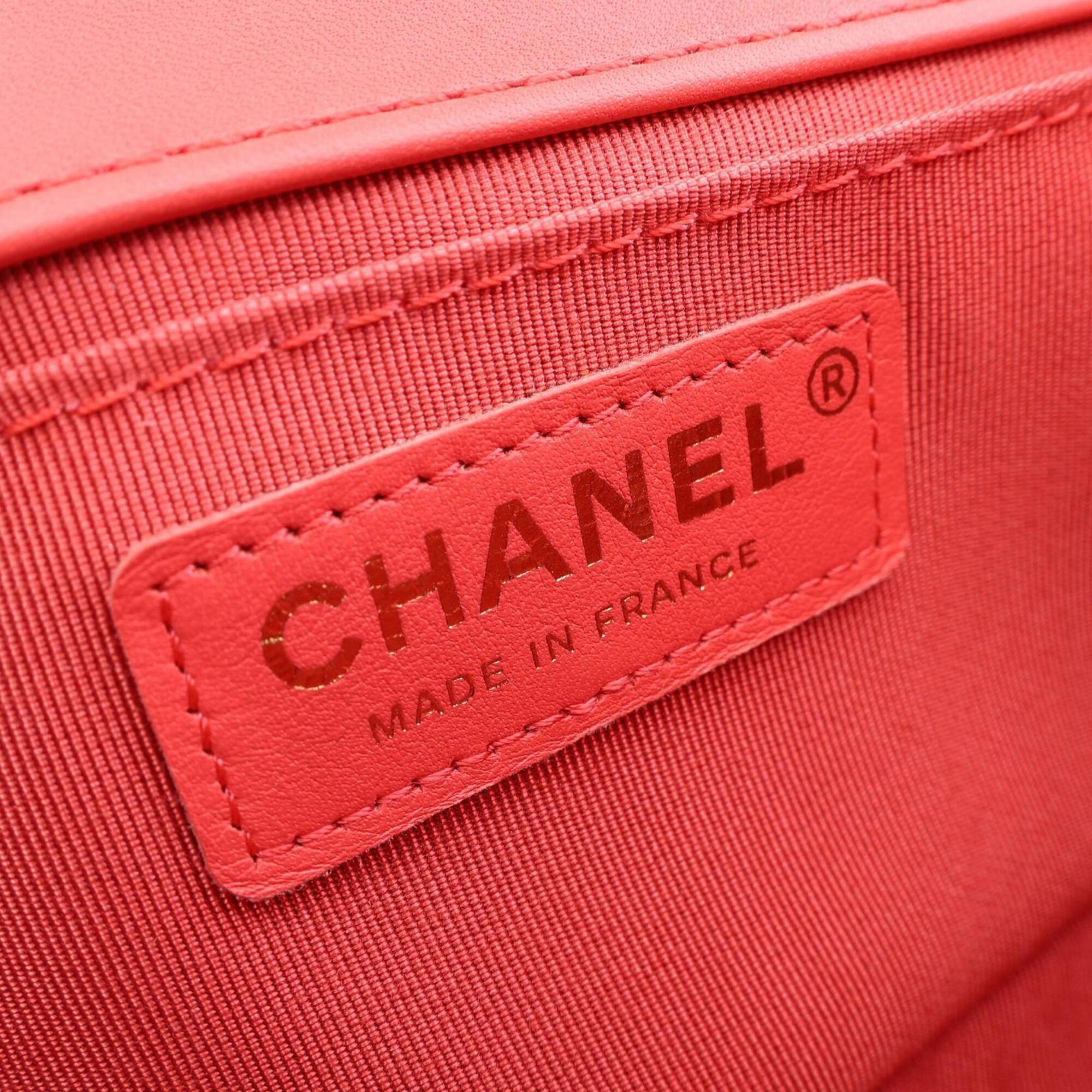Chanel Multi-Color Pink White Fabric Leather Handbag Shoulder Bag (Pre-Owned)