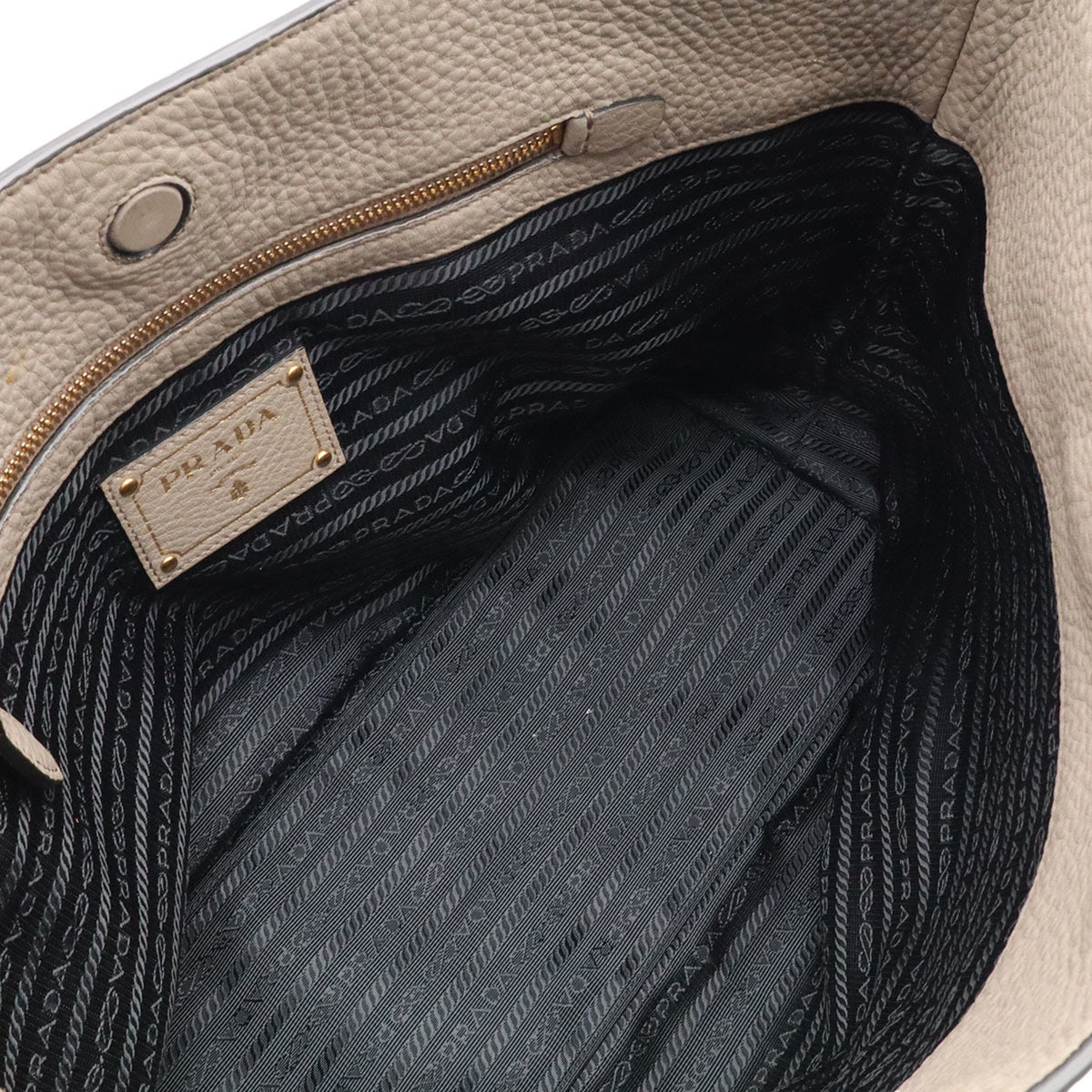 Prada Grayish Leather Shoulder Bag Tote Bag (Pre-Owned)