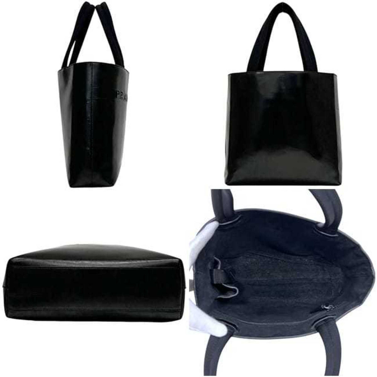 Prada Black Leather Handbag Tote Bag (Pre-Owned)