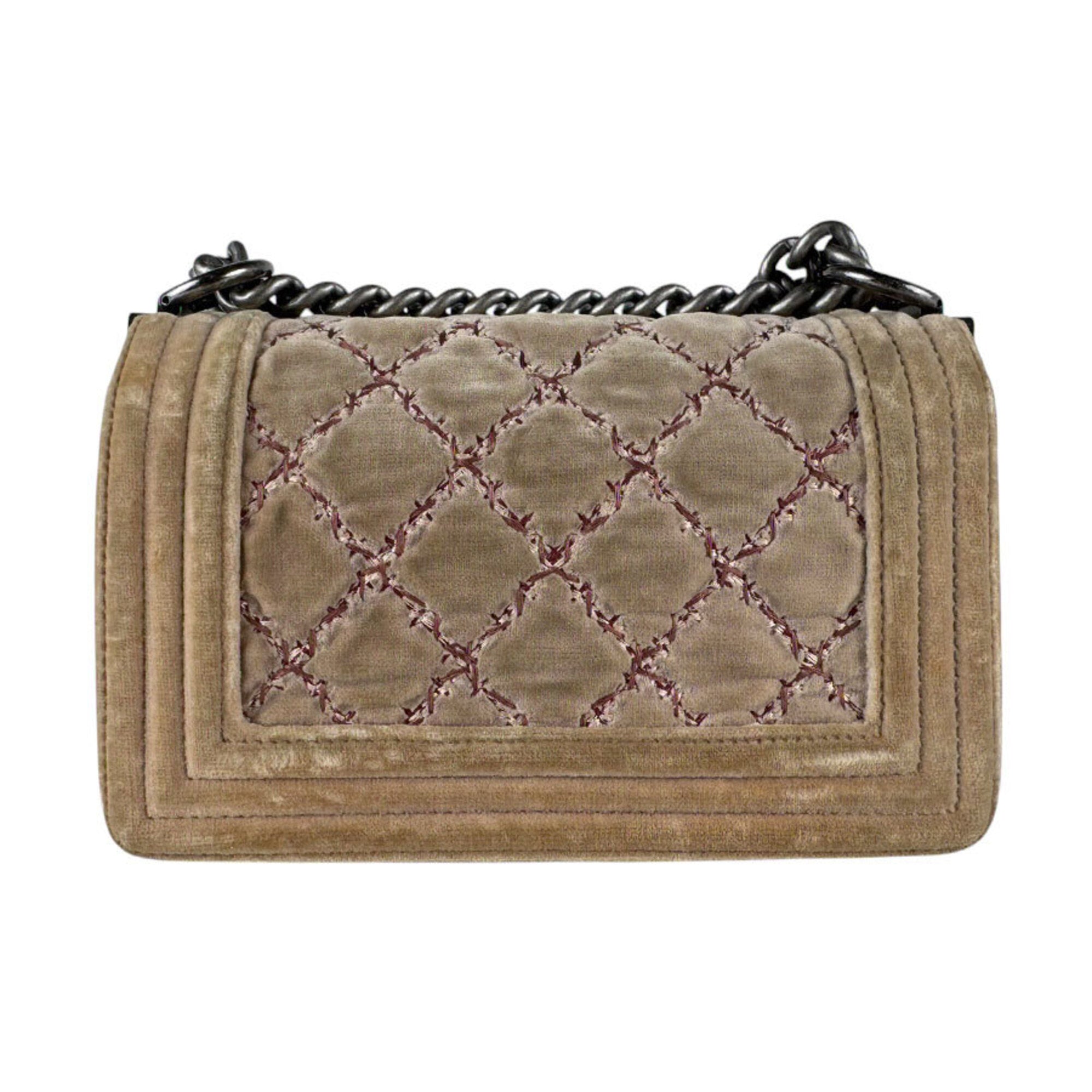 Chanel Light Brown Velvet Shoulder Bag (Pre-Owned)