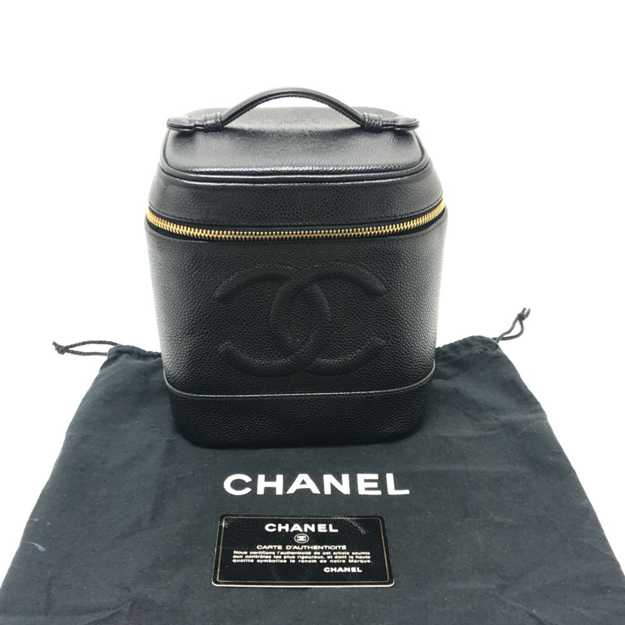 Chanel Black Grained Calfskin Handbag Vanity Bag (Pre-Owned)