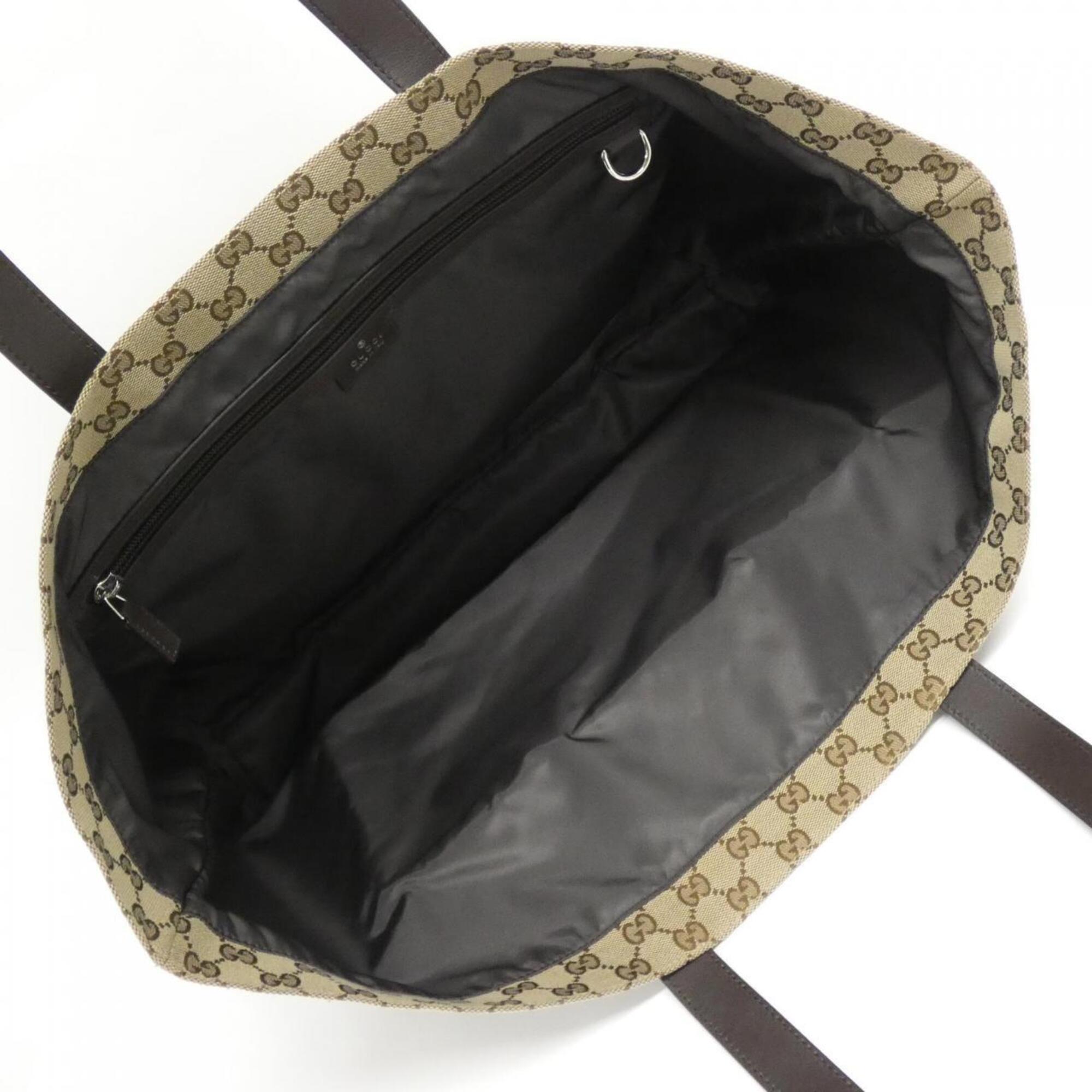 Gucci Beige Brown Gg Canvas Handbag (Pre-Owned)