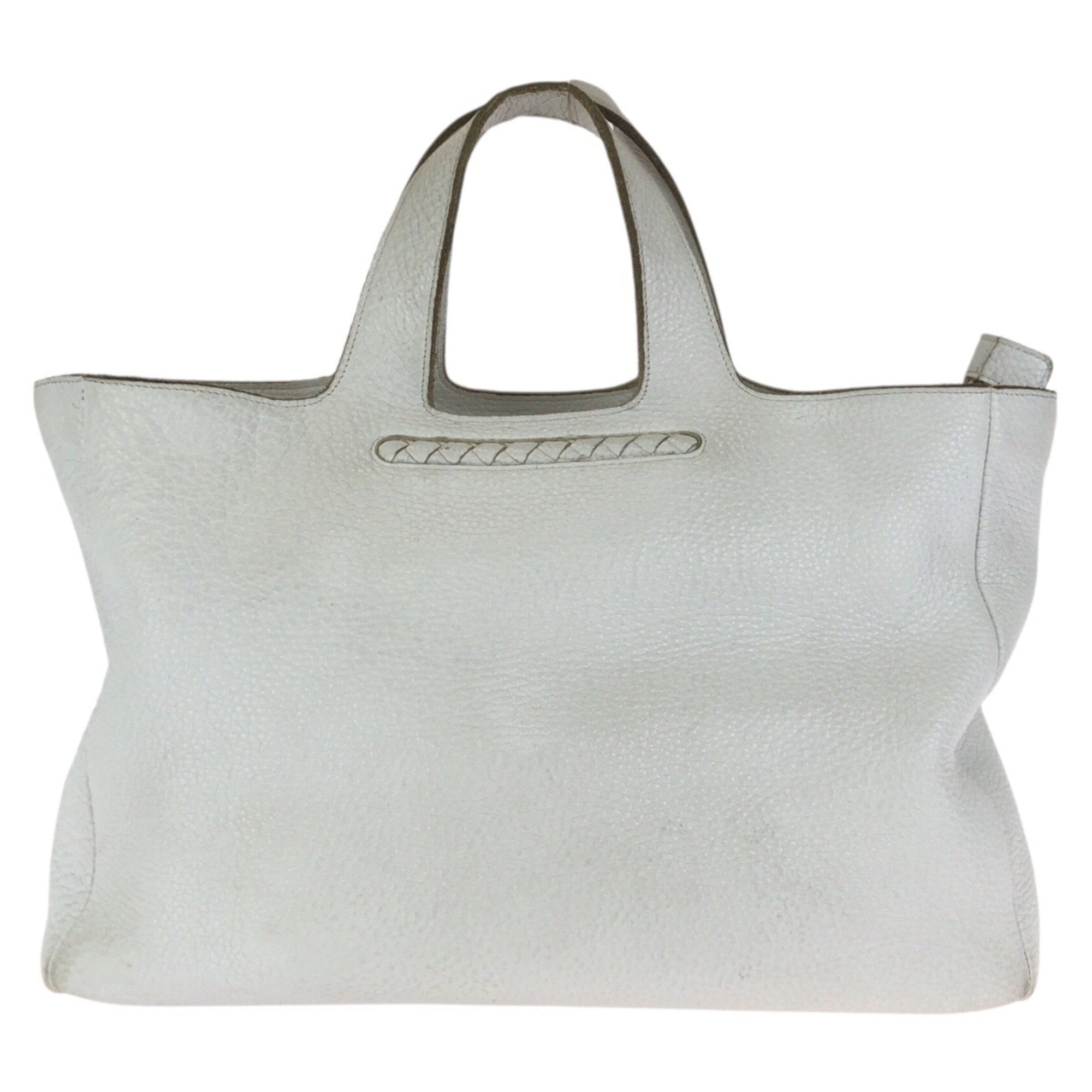 Bottega Veneta White Intrecciato Handbag Tote Bag (Pre-Owned)